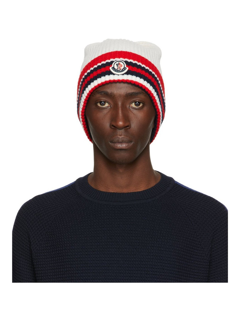 stripe-trim beanie - 1