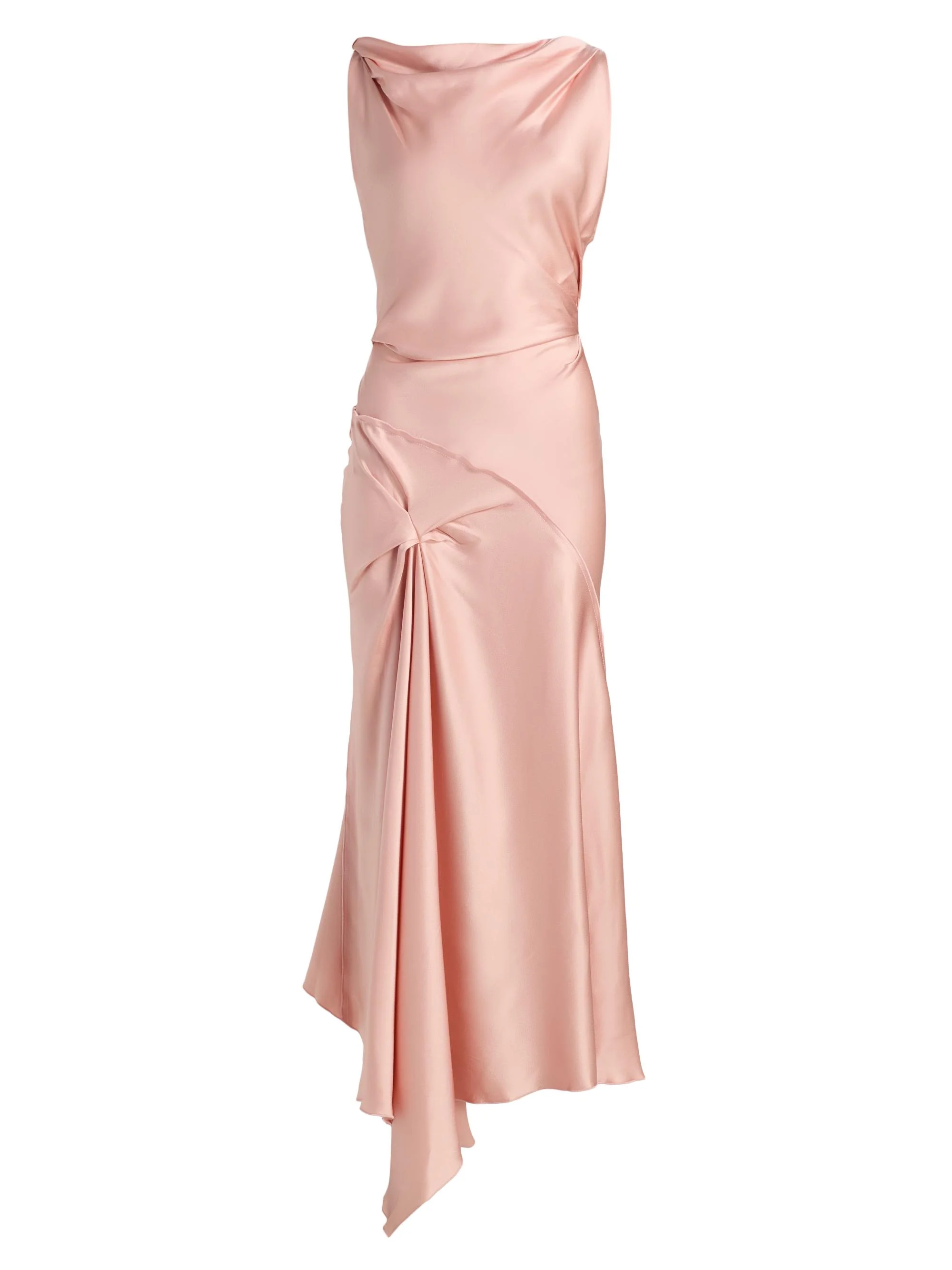 Women's Posy Draped Satin Midi-Dress - Dusty Pink - 1