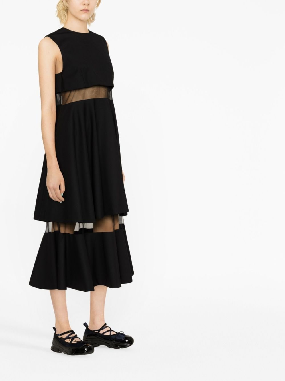 sleeveless wool mid dress - 4