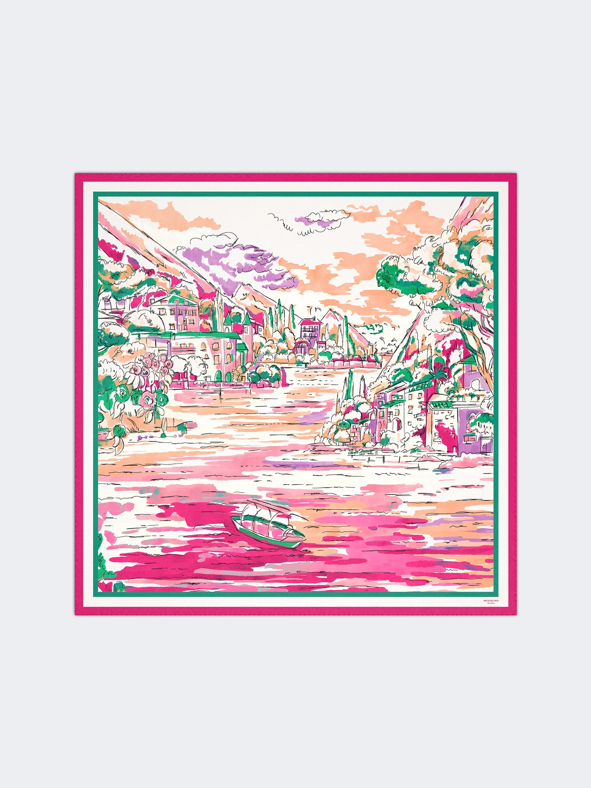 ONESTO Printed silk foulard - PINK - 1