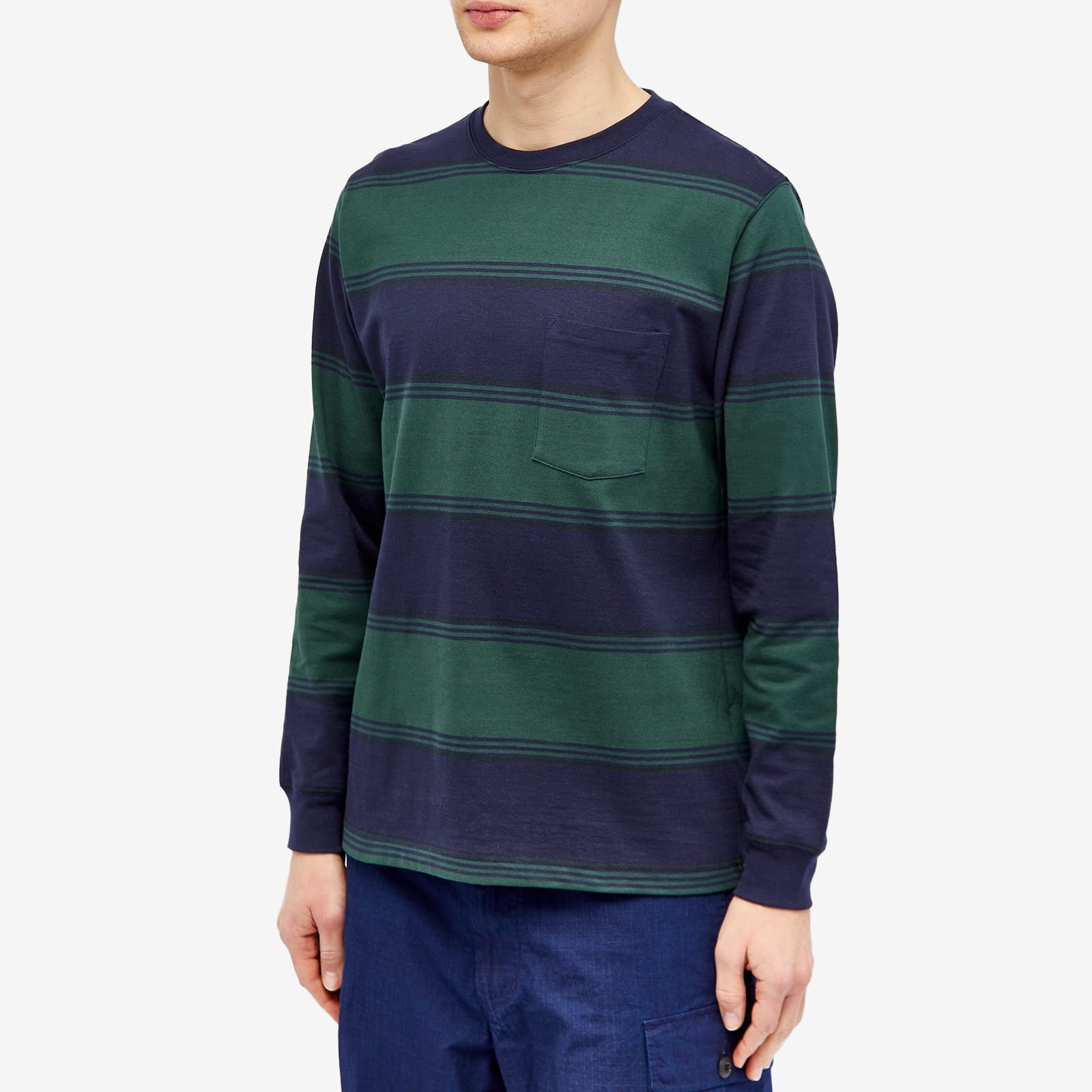 Beams Plus Long Sleeve Stripe Pocket T-Shirt - 2