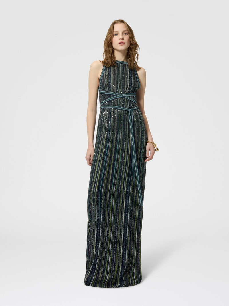 Missoni Long striped knit dress with sequins outlook