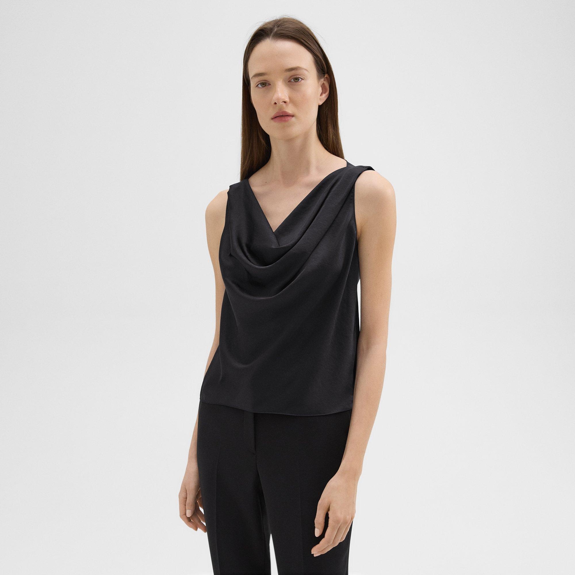 Cowl Neck Top in Crushed Satin - 2