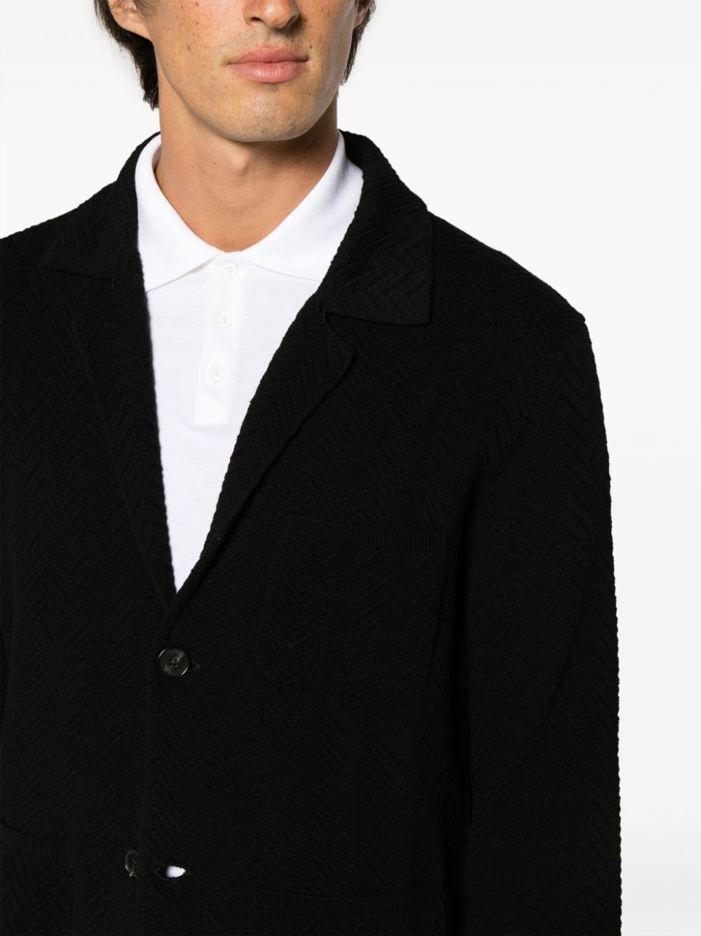 zig-zag weave single-breasted jacket - 5