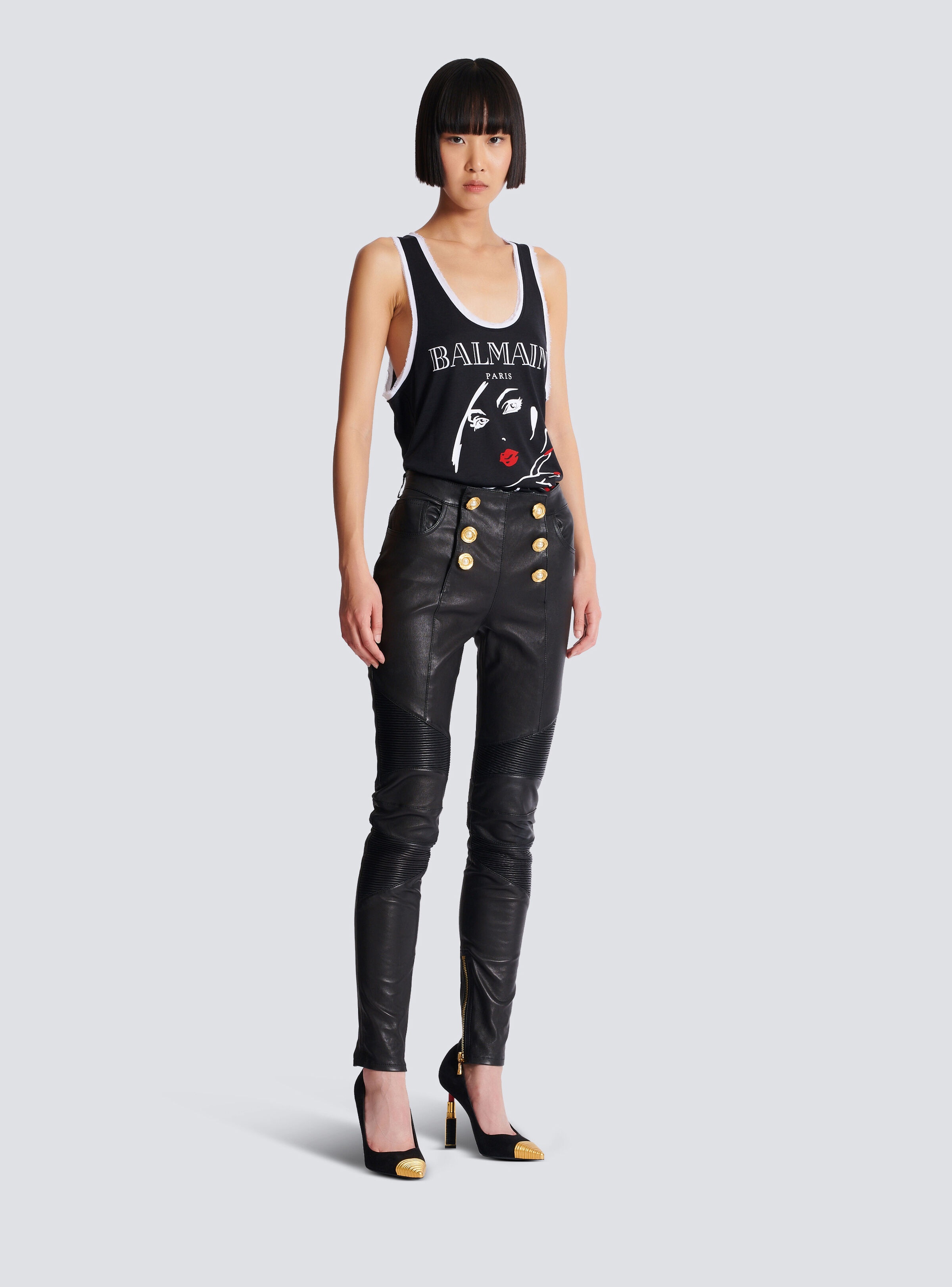 Lambskin slim-fit biker trousers - 3