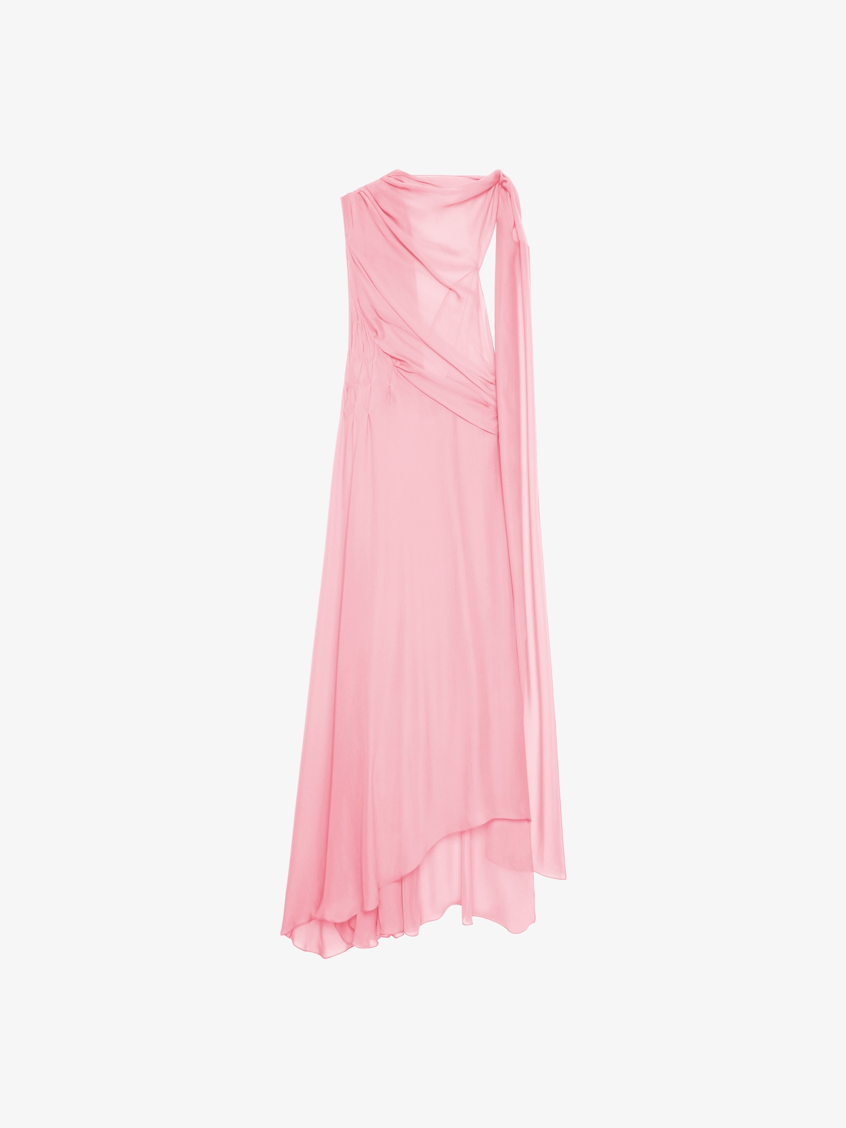 DRAPED DRESS IN SILK GEORGETTE WITH LAVALLIÈRE - 1