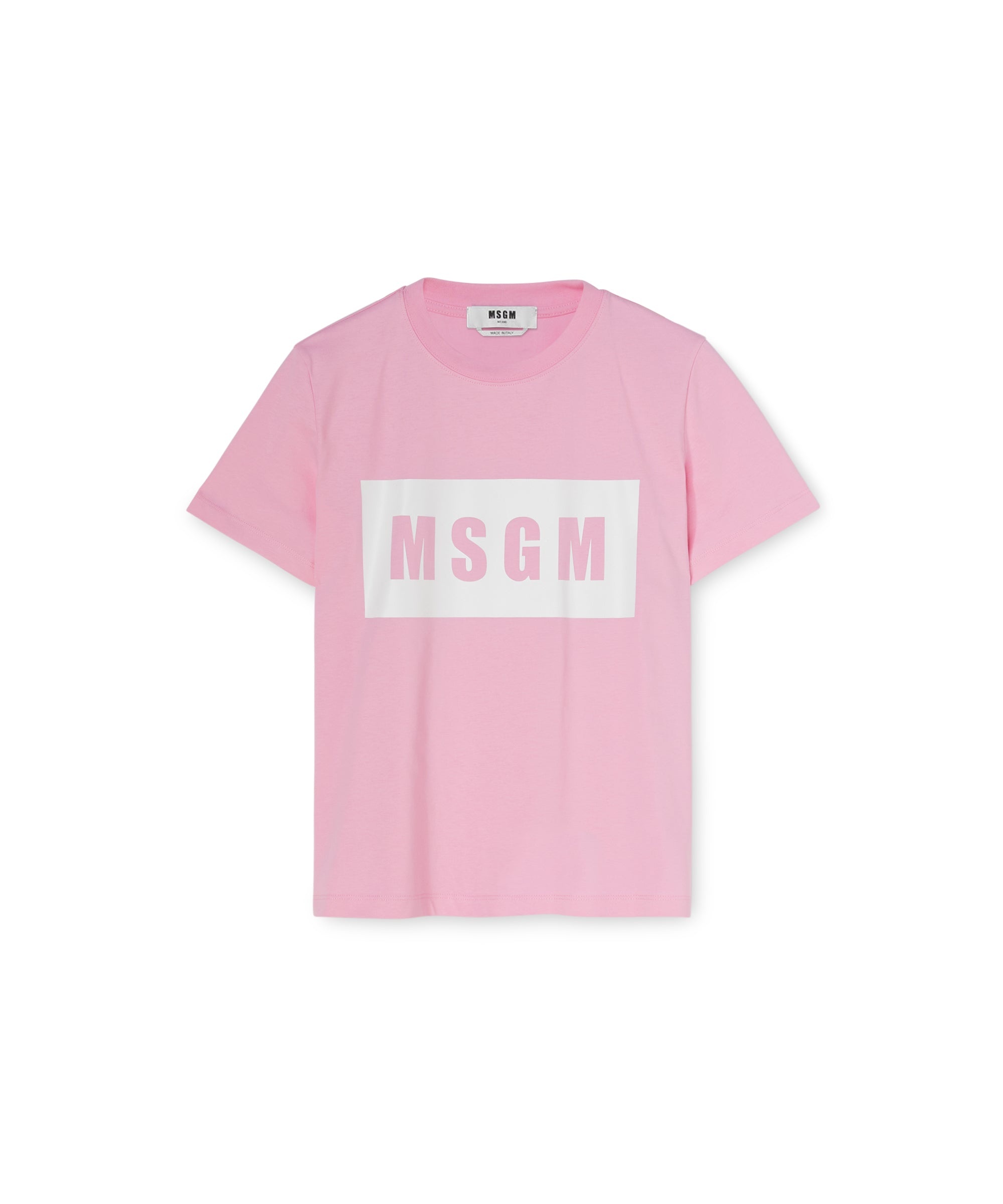 Crew neck T-shirt with MSGM box logo - 1