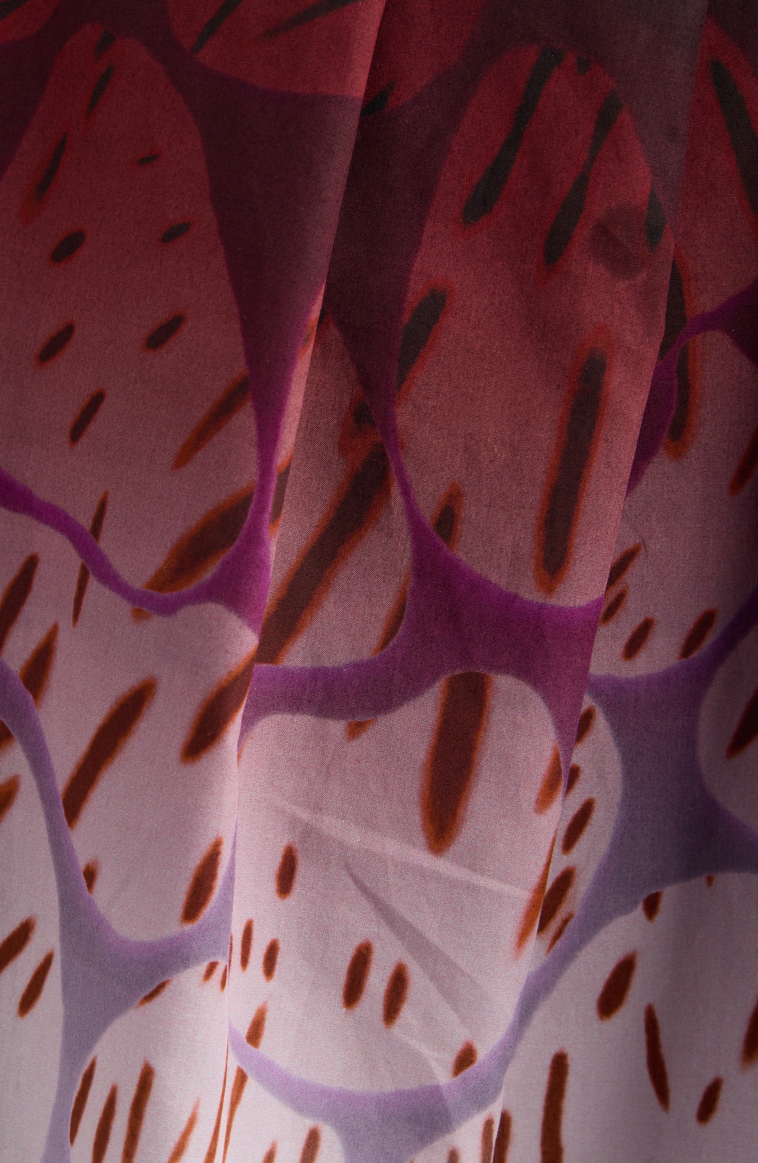 Dries Van Noten Soni Mixed Print A-Line Midi Skirt in Burgundy at Nordstrom - 7