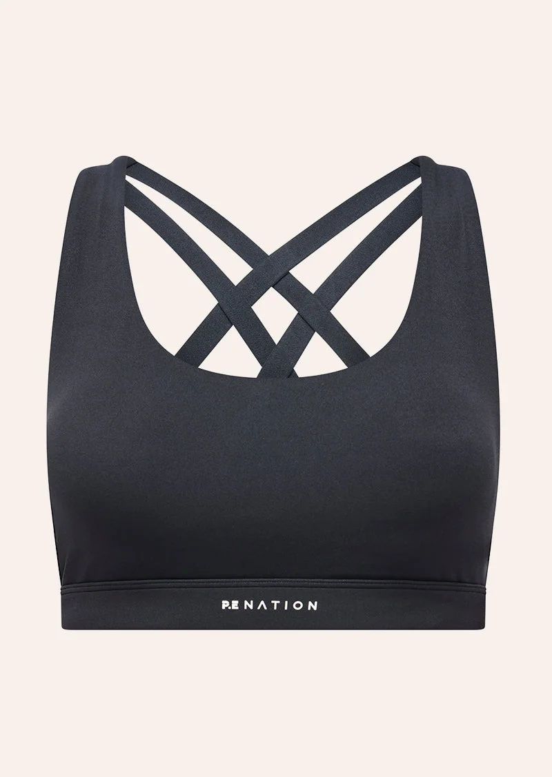 SIGNATURE CROSSBACK SPORTS BRA IN BLACK - 1