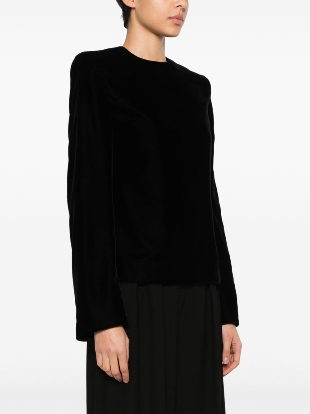 shoulder-pads velvet blouse - 3