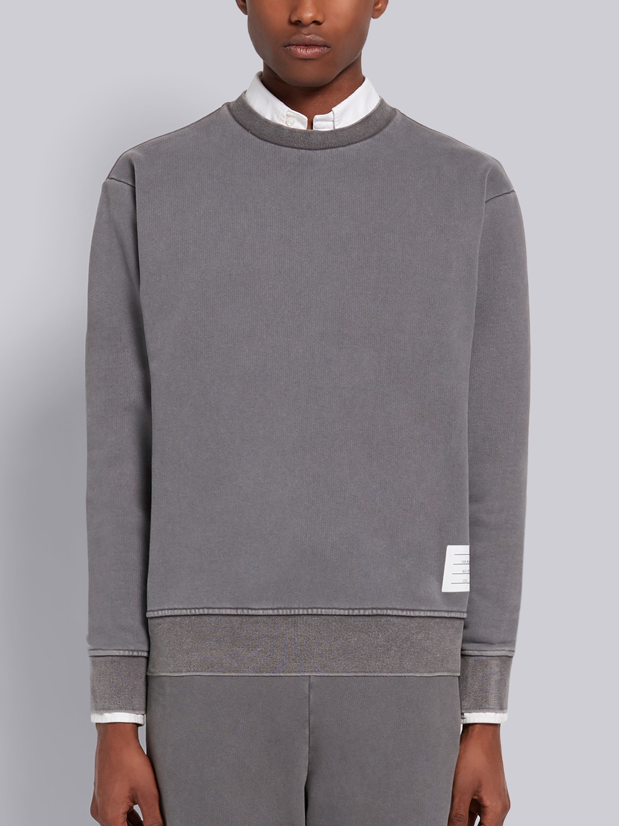 Medium Grey Classic Loopback Garment Dyed Crewneck Sweatshirt - 1