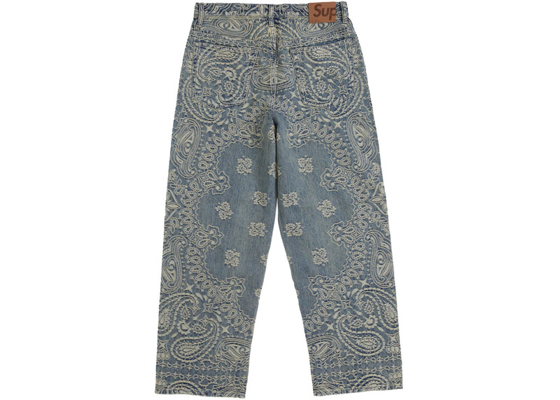 Supreme Supreme Bandana Jacquard Baggy Jean Blue outlook