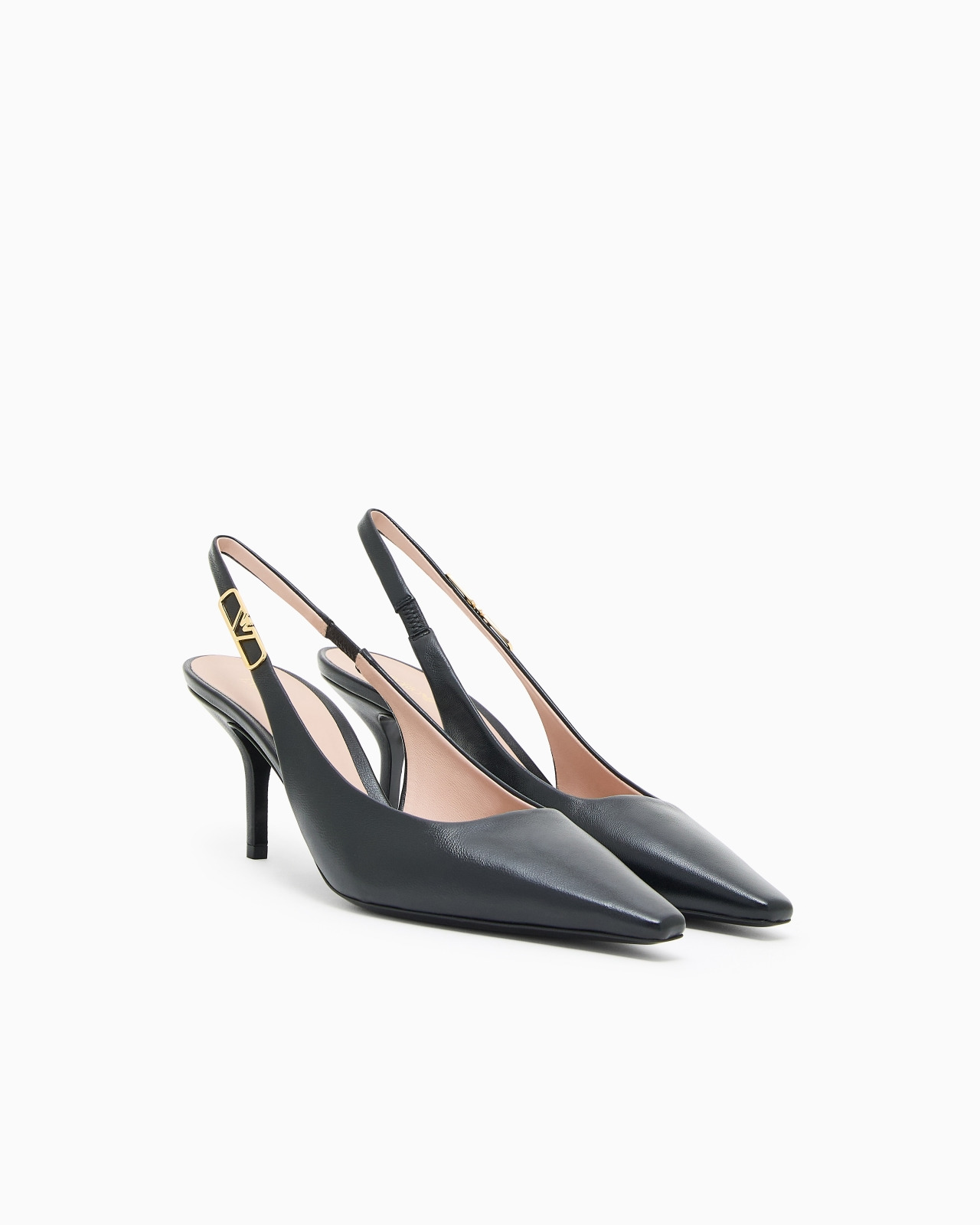 Nappa-leather slingback court shoes with eagle plate - 2