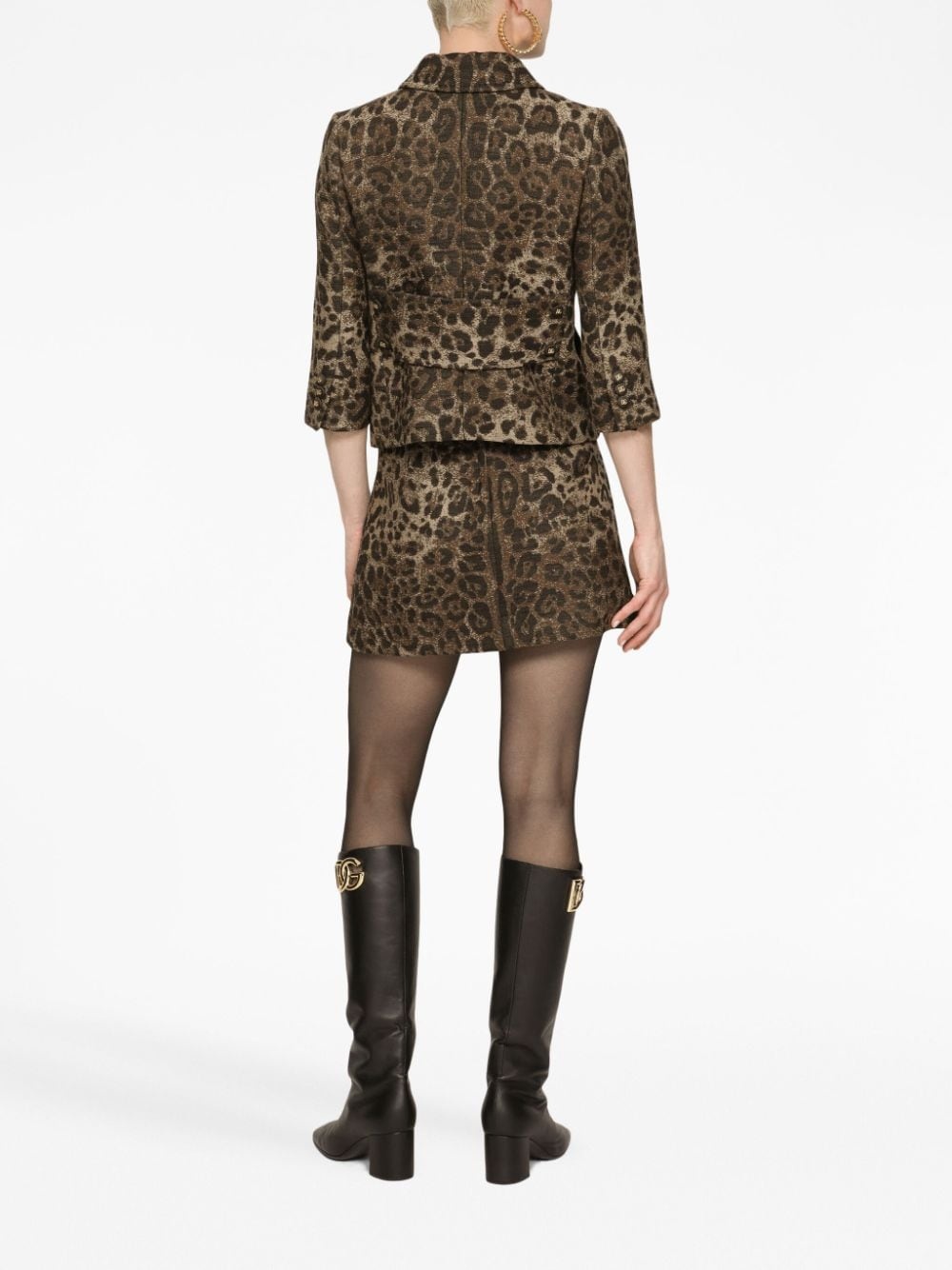 leopard-patterned jacquard jacket - 4