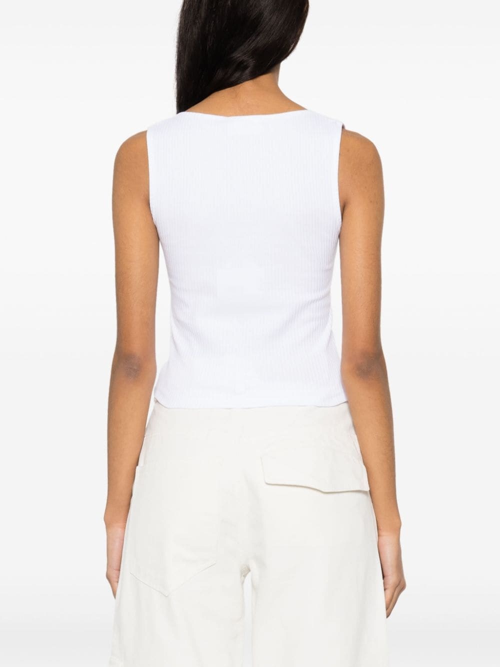 sequinned-logo ribbed top - 4