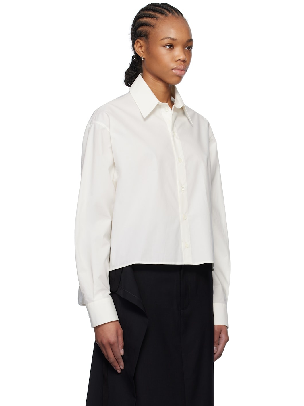 White Spliced Cotton Poplin Shirt - 2