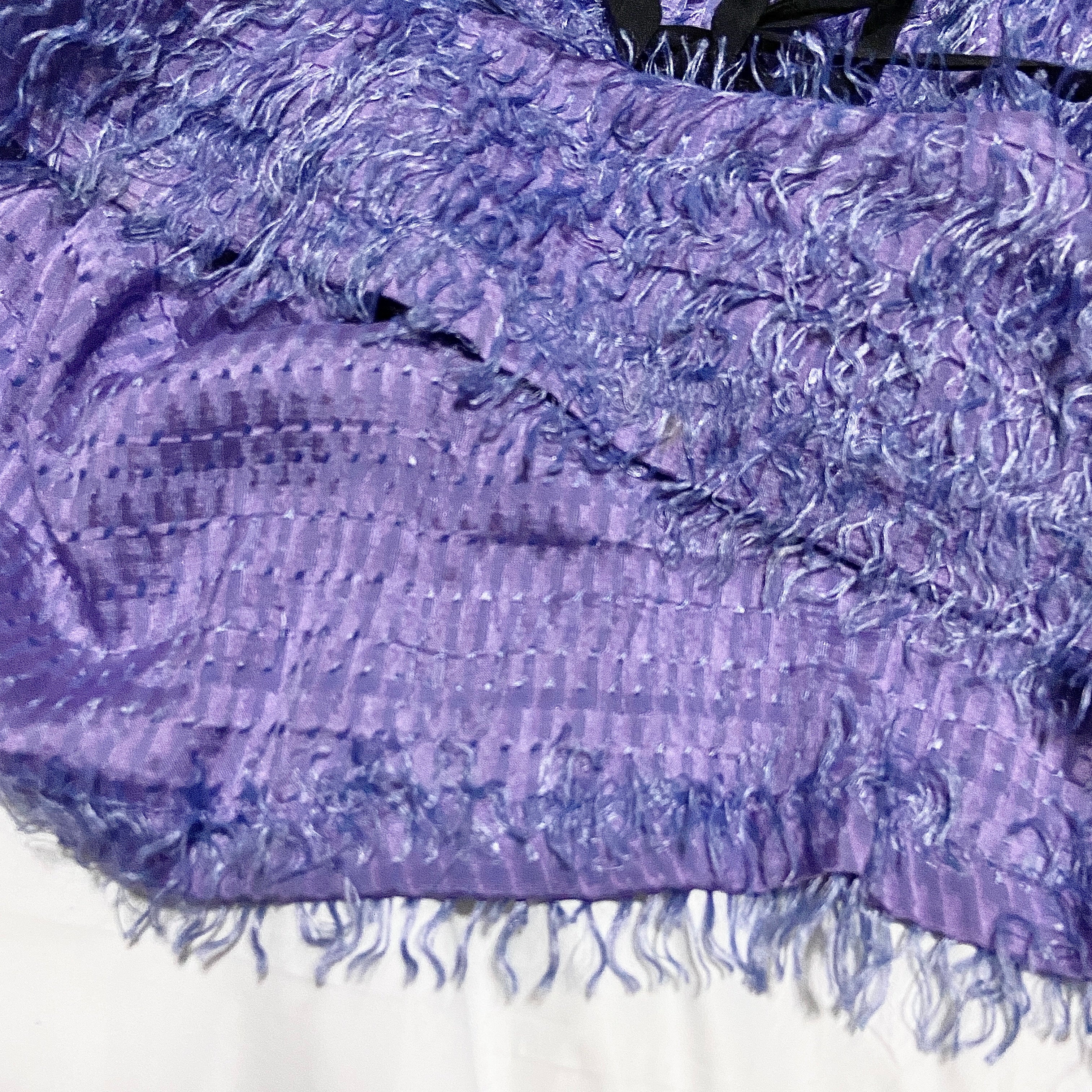 Ann Demeulemeester fall 2008 purple fur like fringe silk dress 36 - 10
