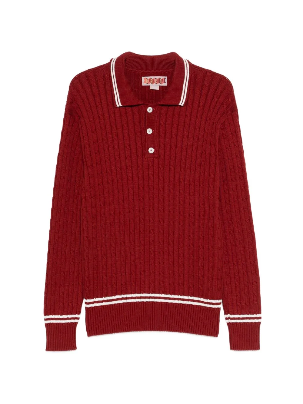 cable-knit striped polo shirt - 1