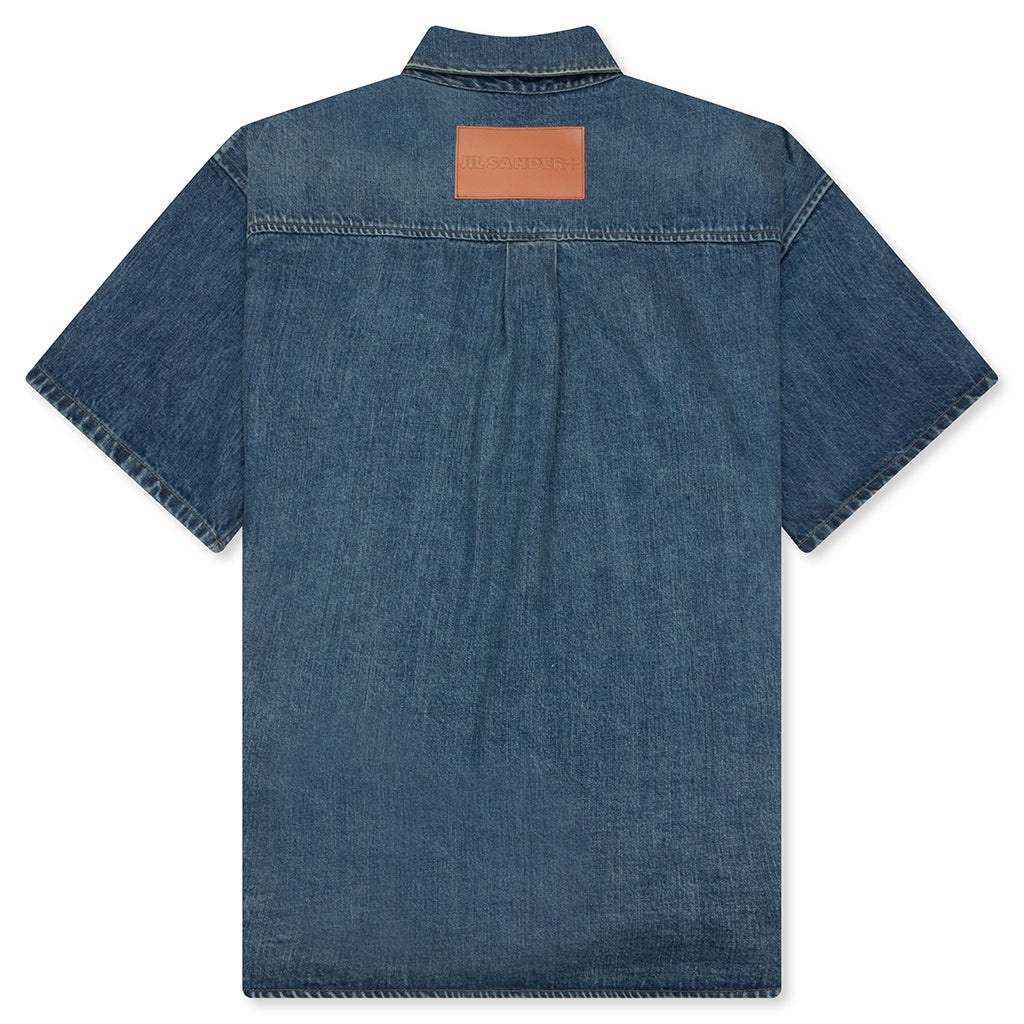 WASHED AND BLEACHED RAW DENIM SHIRT - BLUE - 2