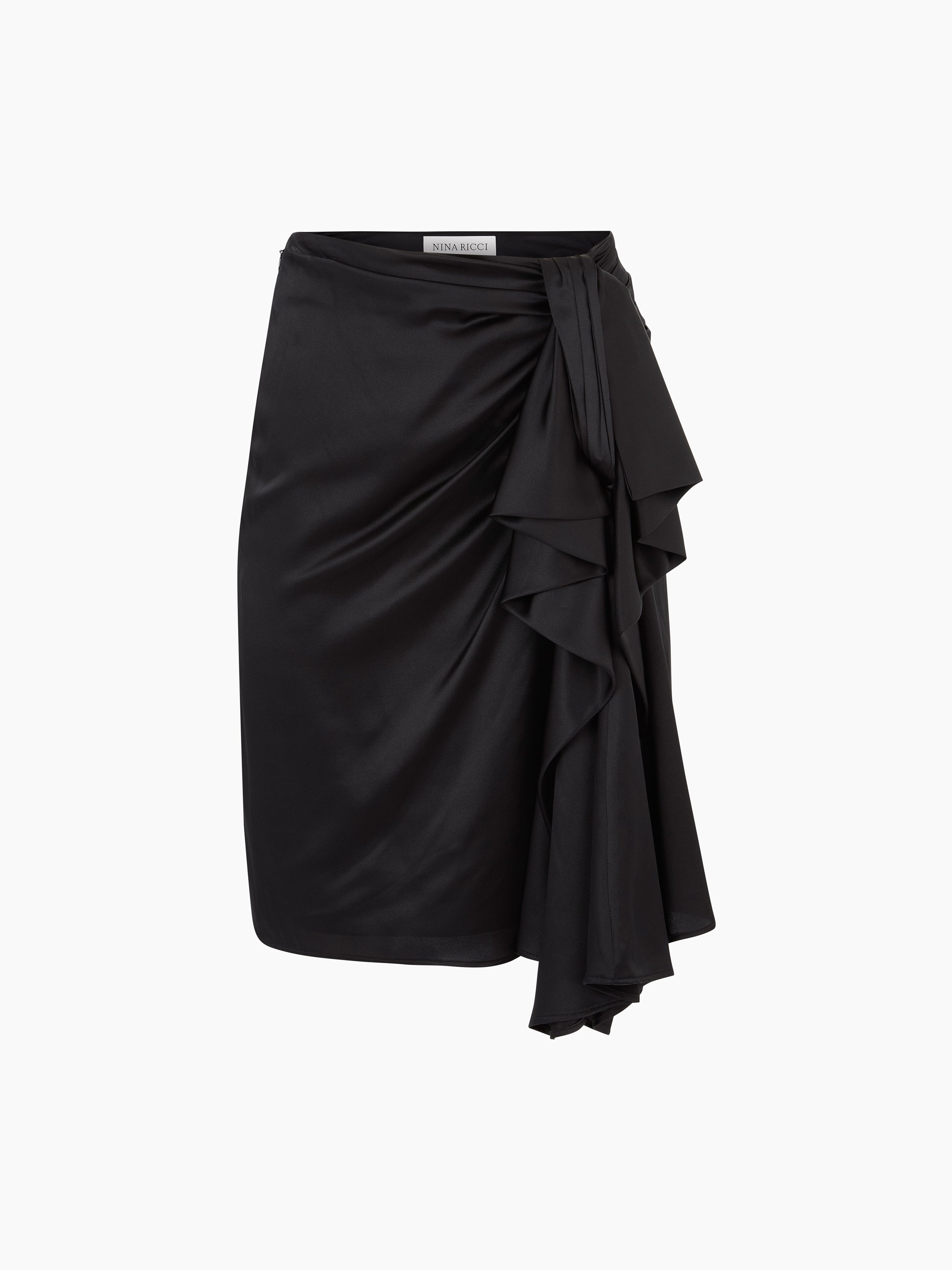 Skirt With Asymmetrical Bow Detail - 5