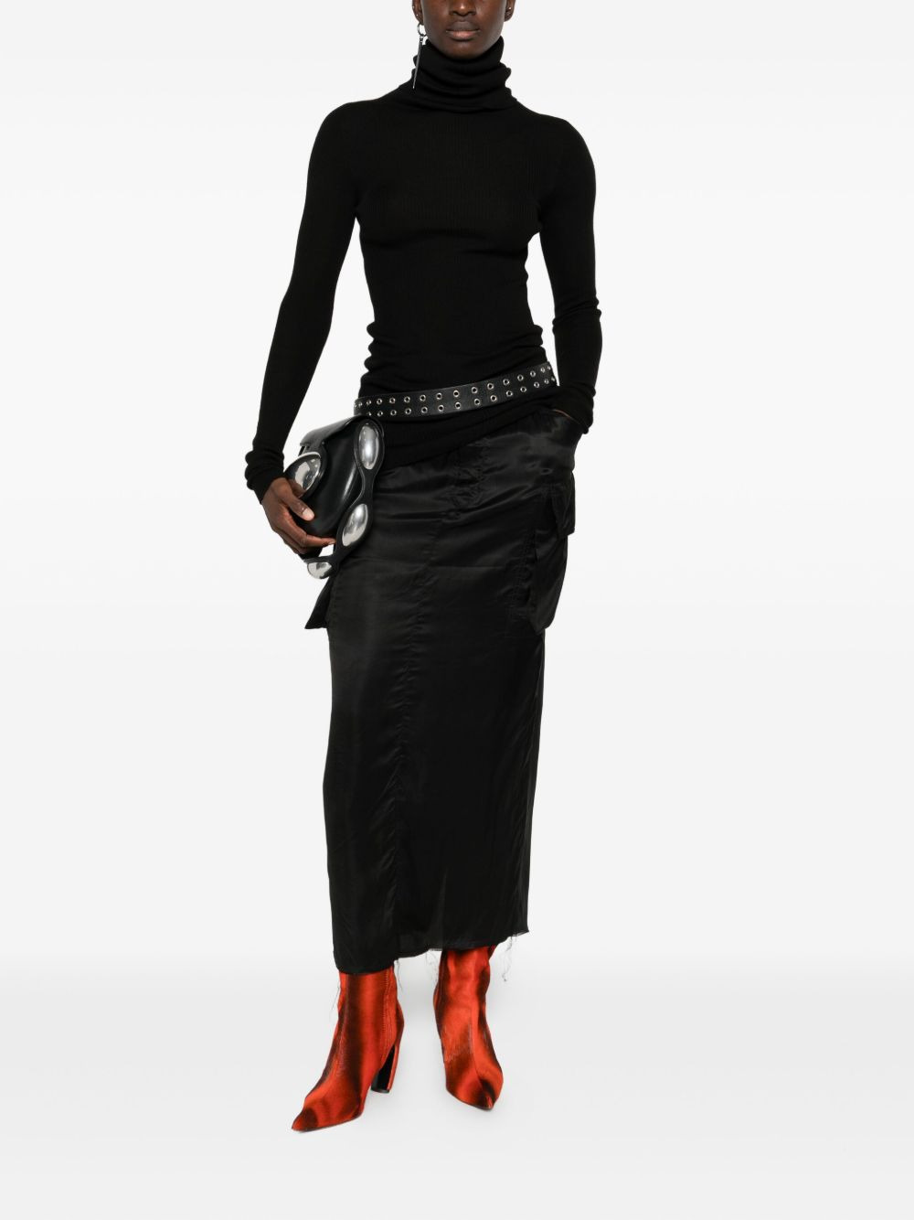 frayed-hem midi skirt - 2