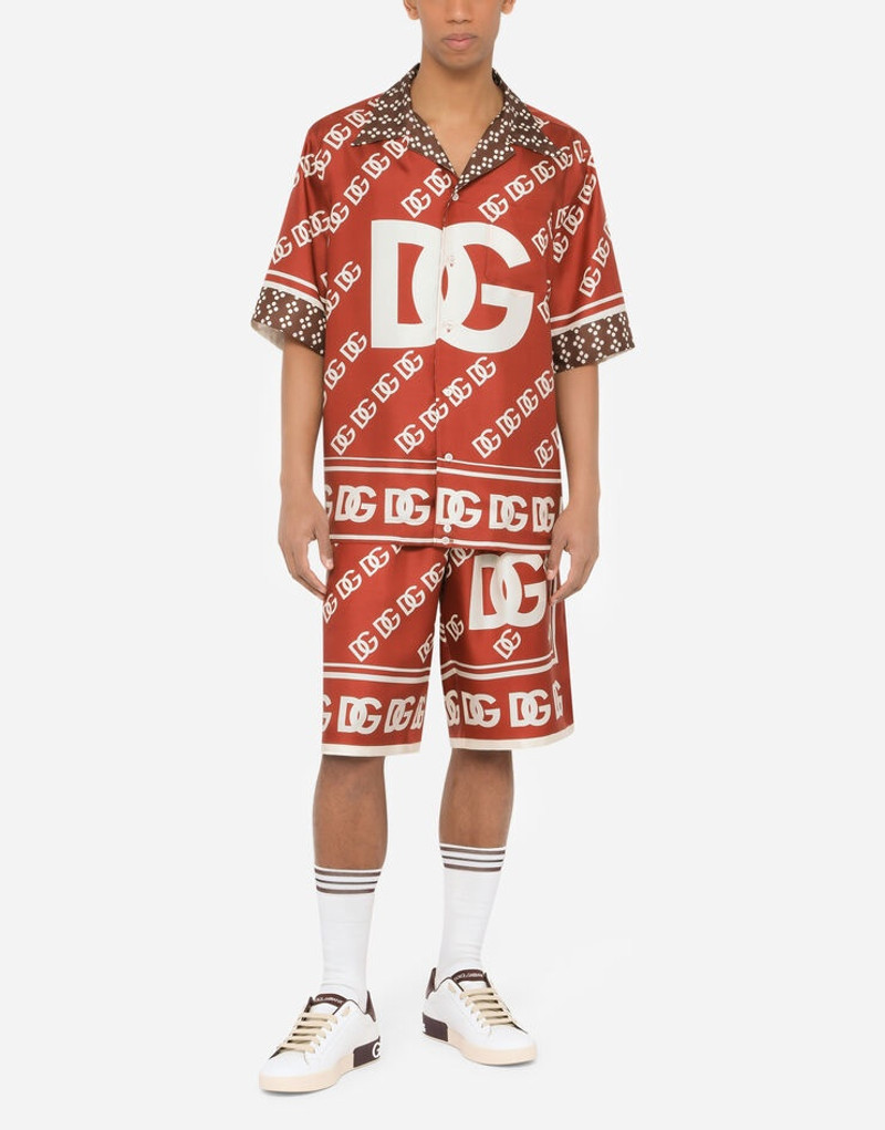 Dolce & Gabbana Silk jogging shorts with all-over DG logo print outlook