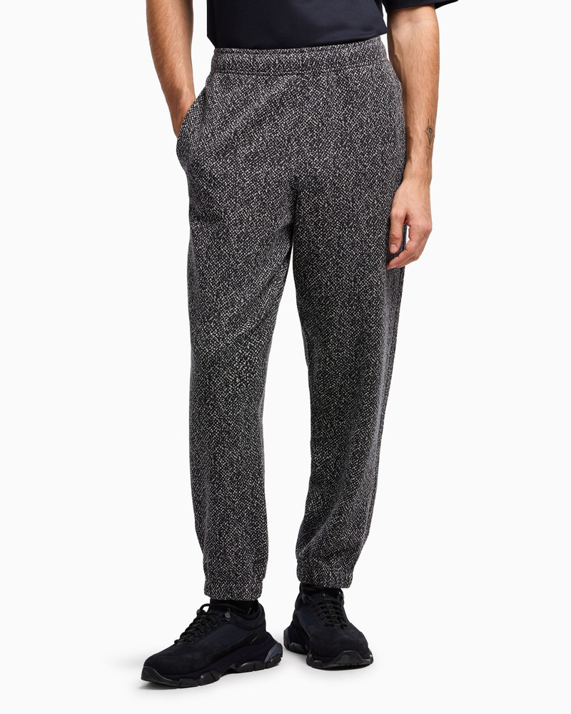 GIORGIO ARMANI DENIM COLLECTION JACQUARD COTTON-JERSEY FLEECE AND CASHMERE TROUSERS outlook