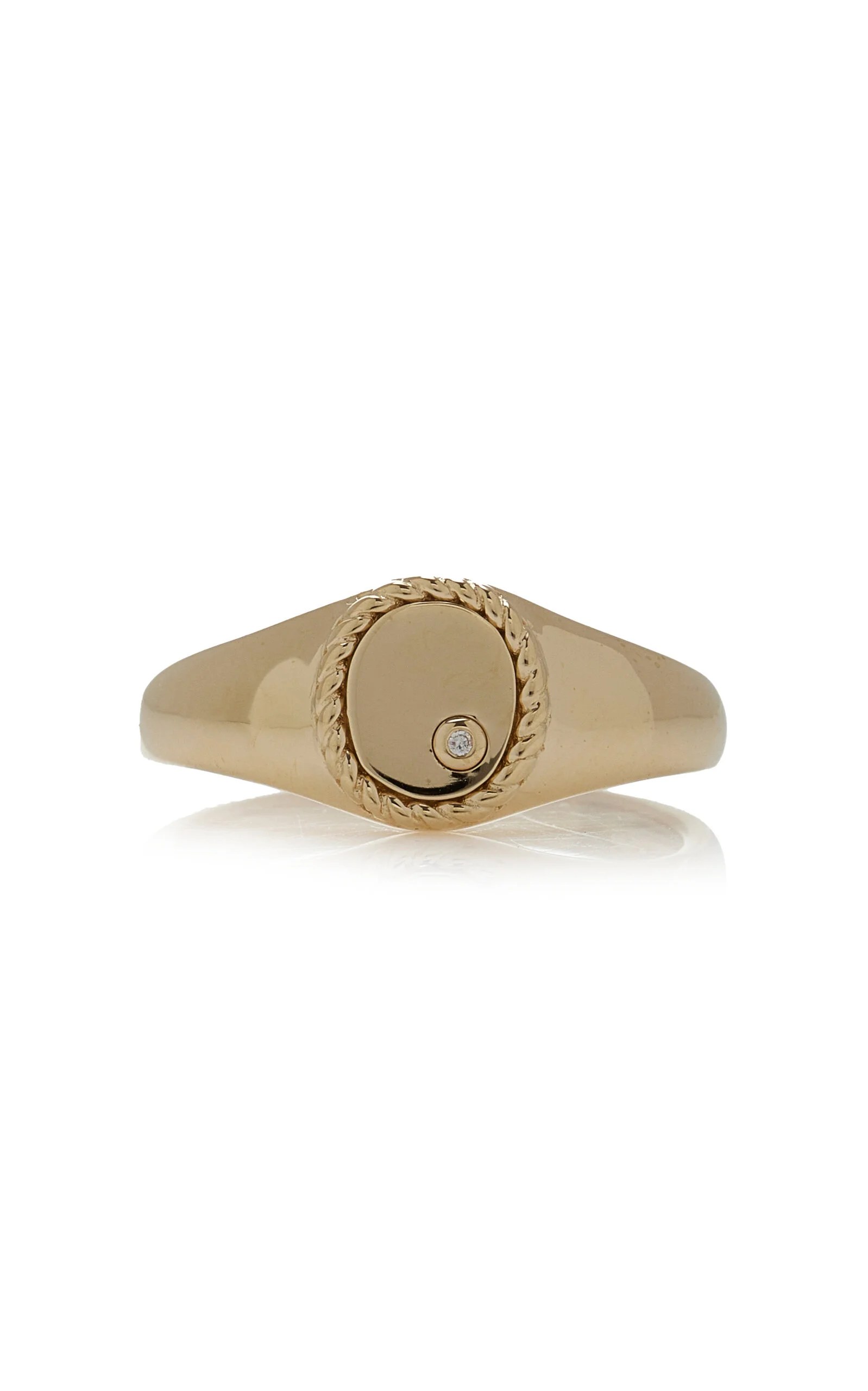 9K Yellow Gold Signet Diamond Ring yellow - 1