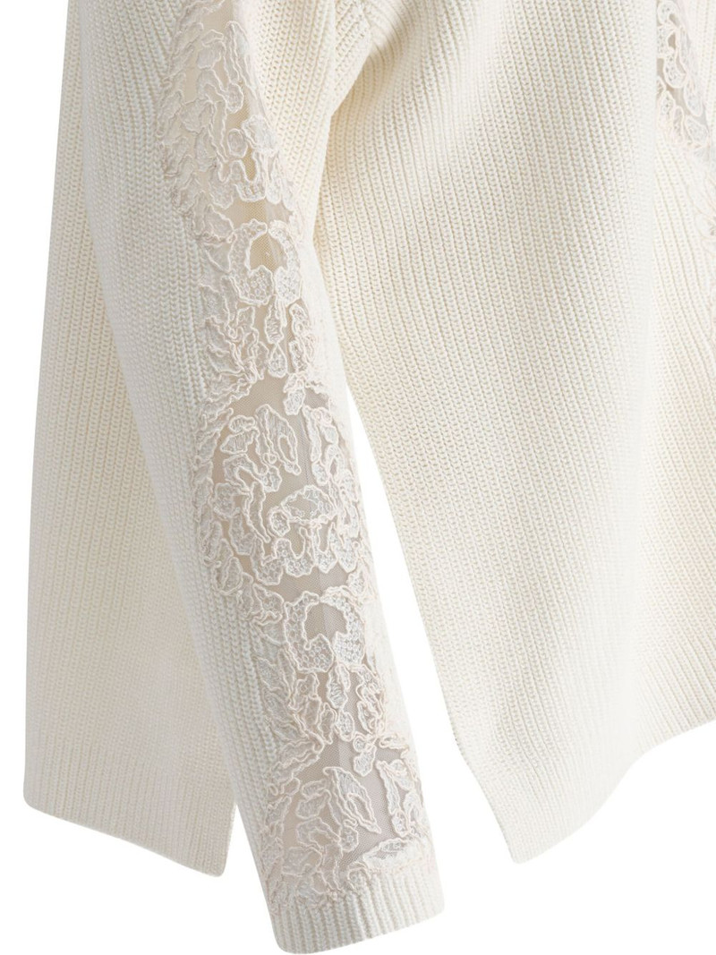 lace-insert cotton sweater 4