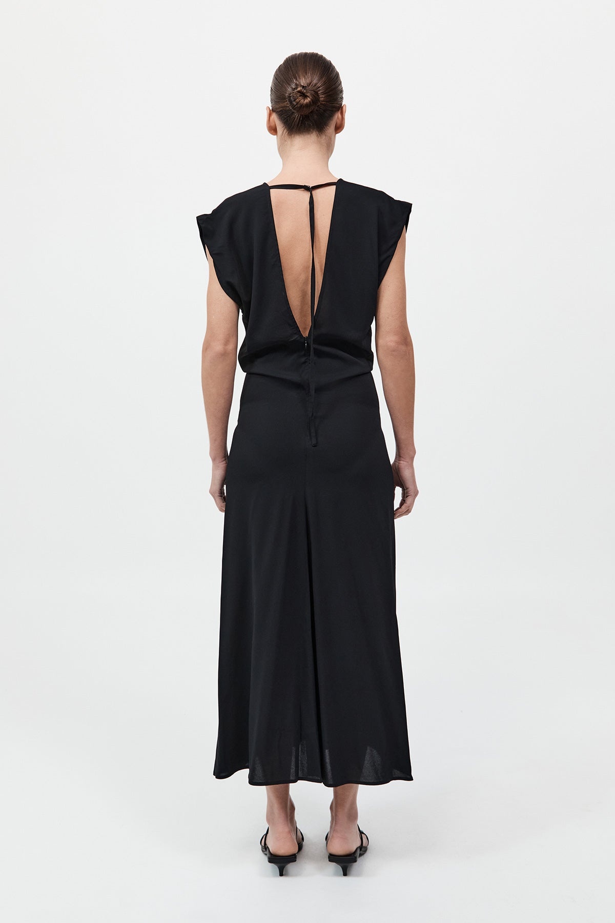 Plunge Drape Dress - Black - 7