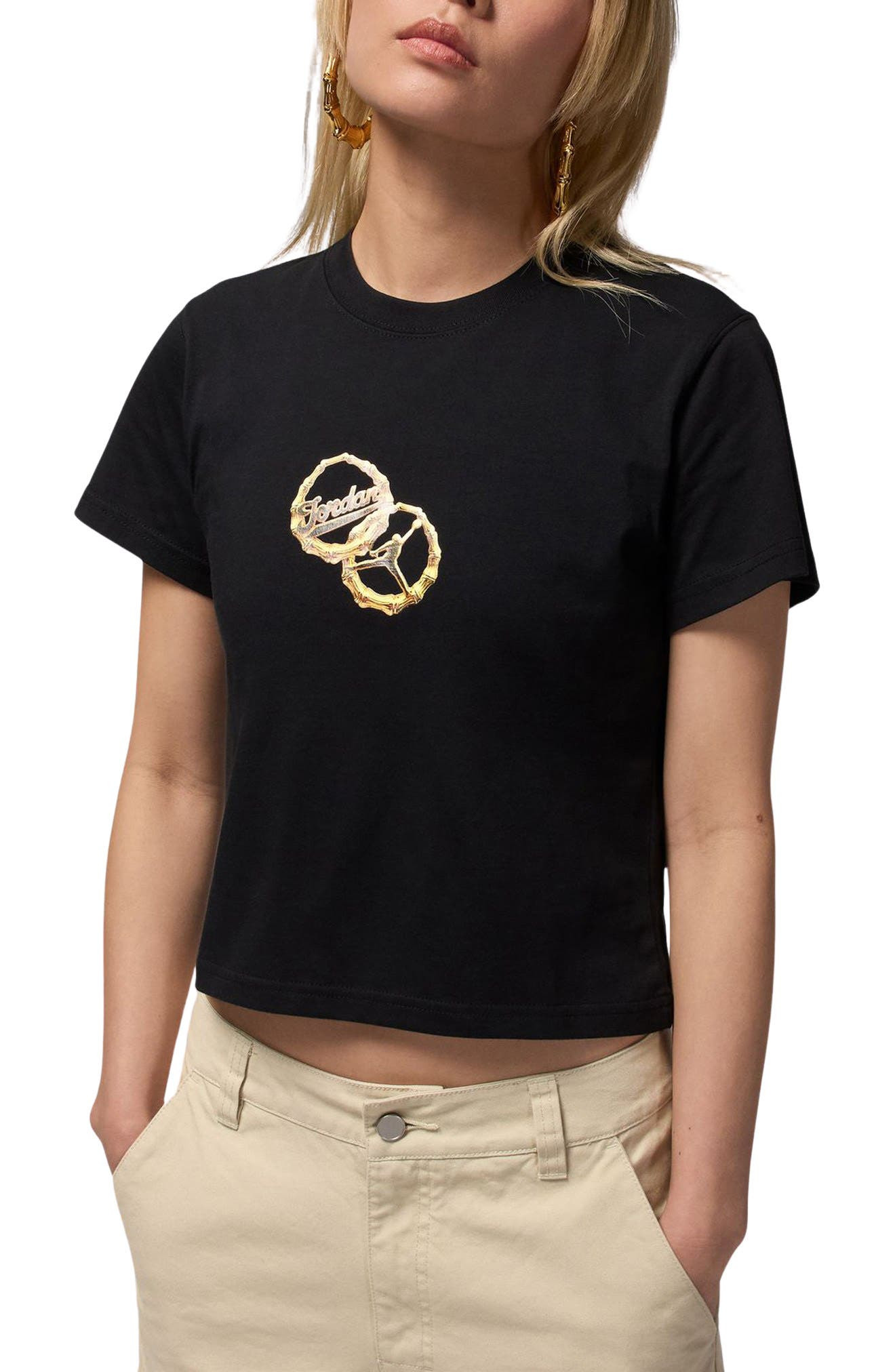 Jordan Brooklyn Puffy Graphic Tee in Black/White at Nordstrom - 1