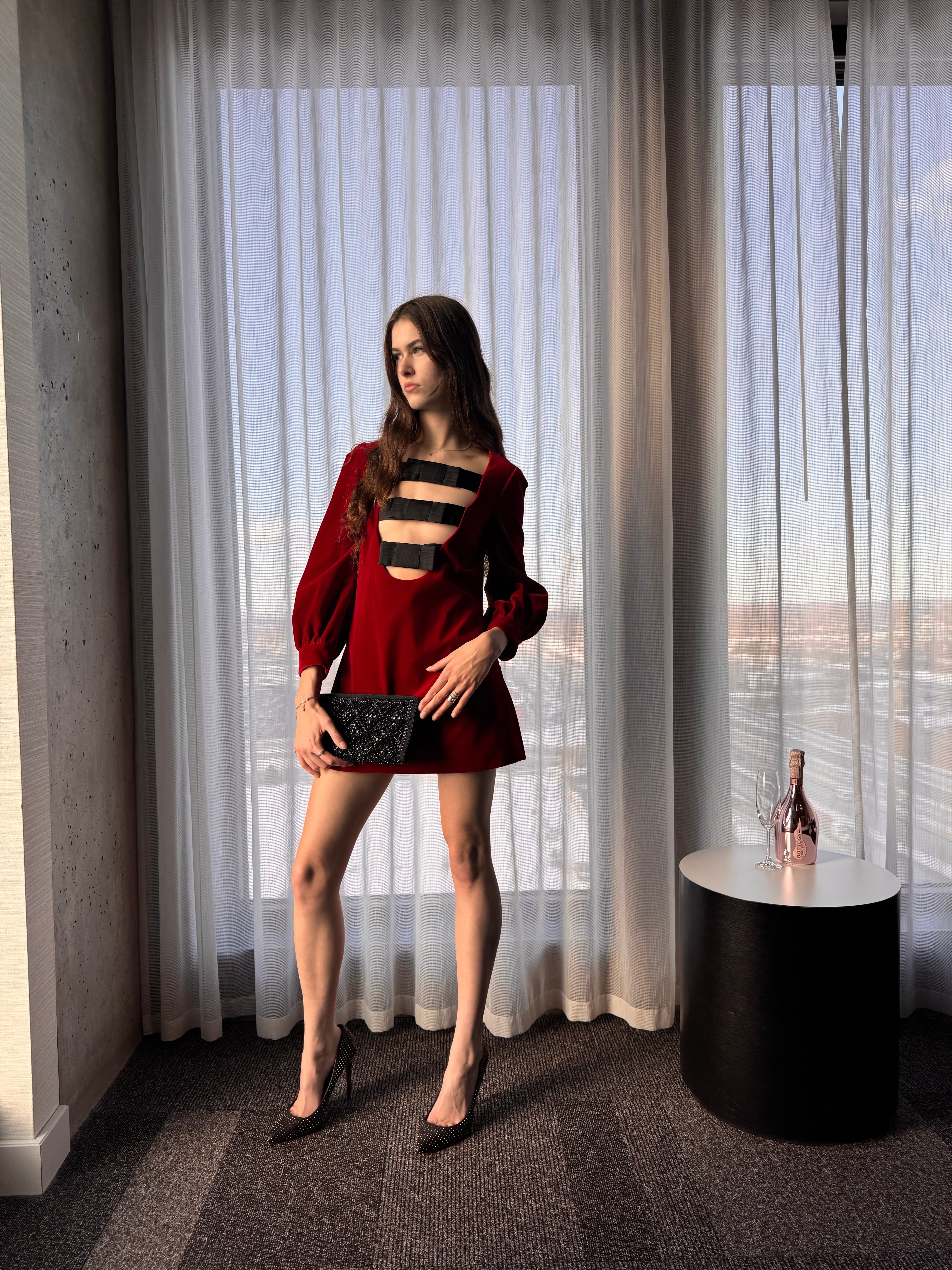 Stretch Cotton-Velvet Mini Dress - 12