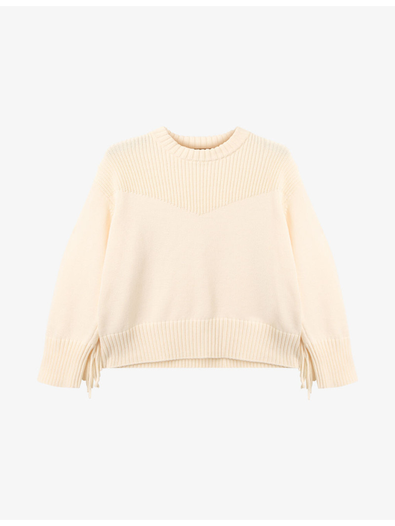 Fringed-Trim Relaxed-Fit Cotton-Blend Jumper 1
