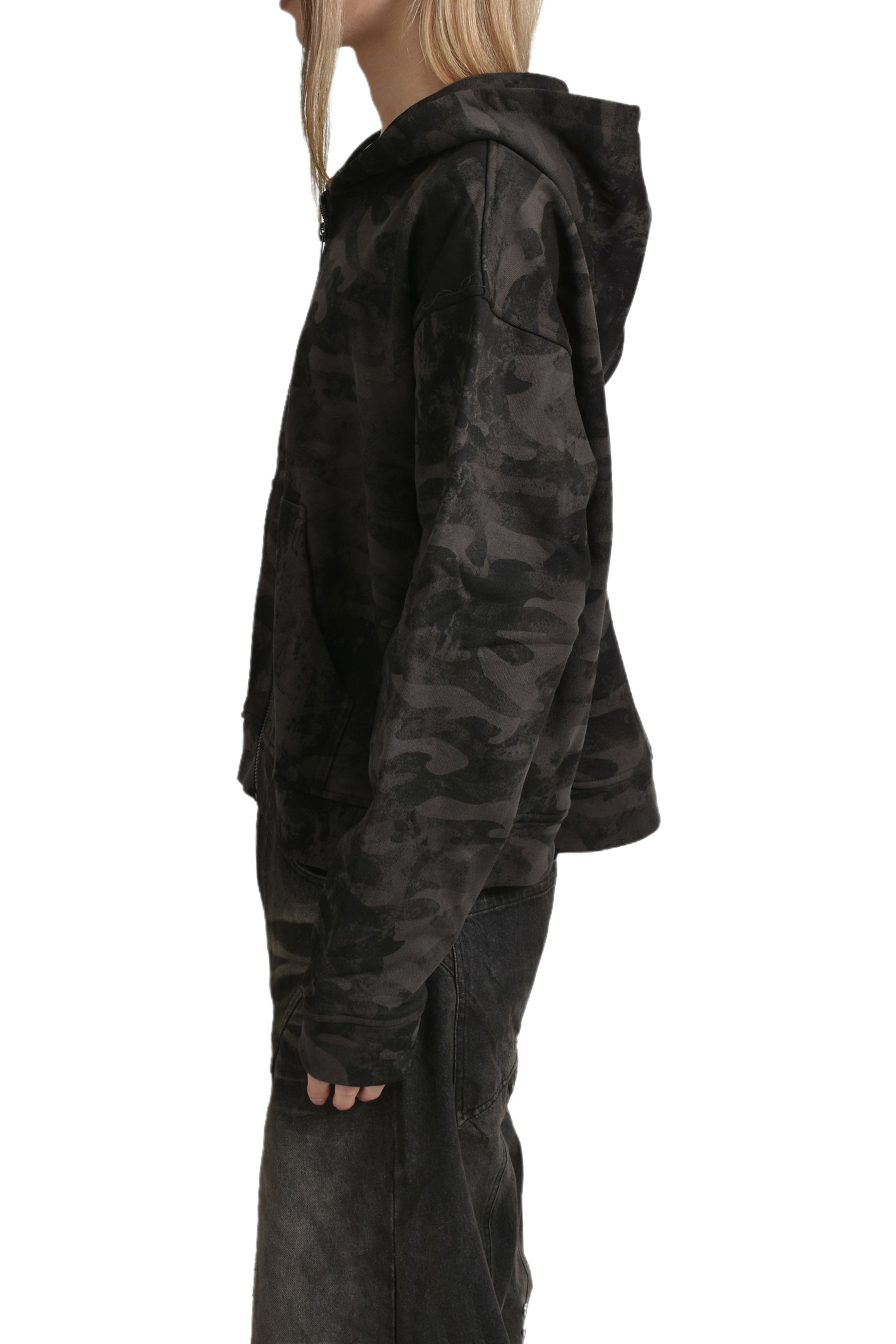 パーカー・フーディ NO/FAITH STUDIOS / CAMO MONOGRAM ZIP JACKET SPLIT ZIP JACKET USED BLACK – NO/FAITH STUDIOS