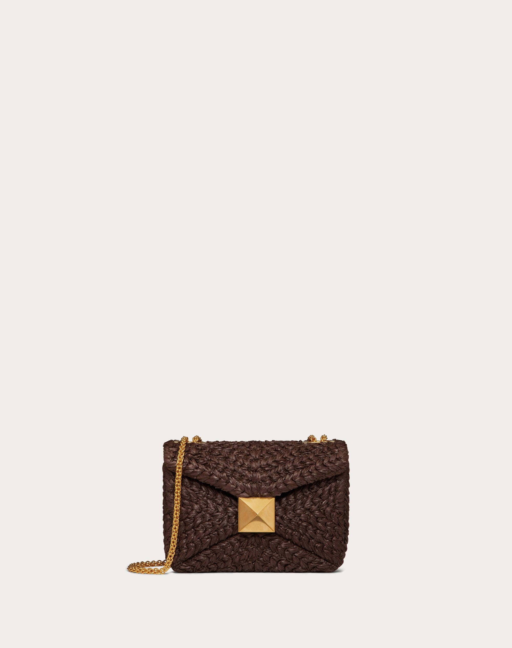 ONE STUD RAFFIA BAG WITH CHAIN - 1