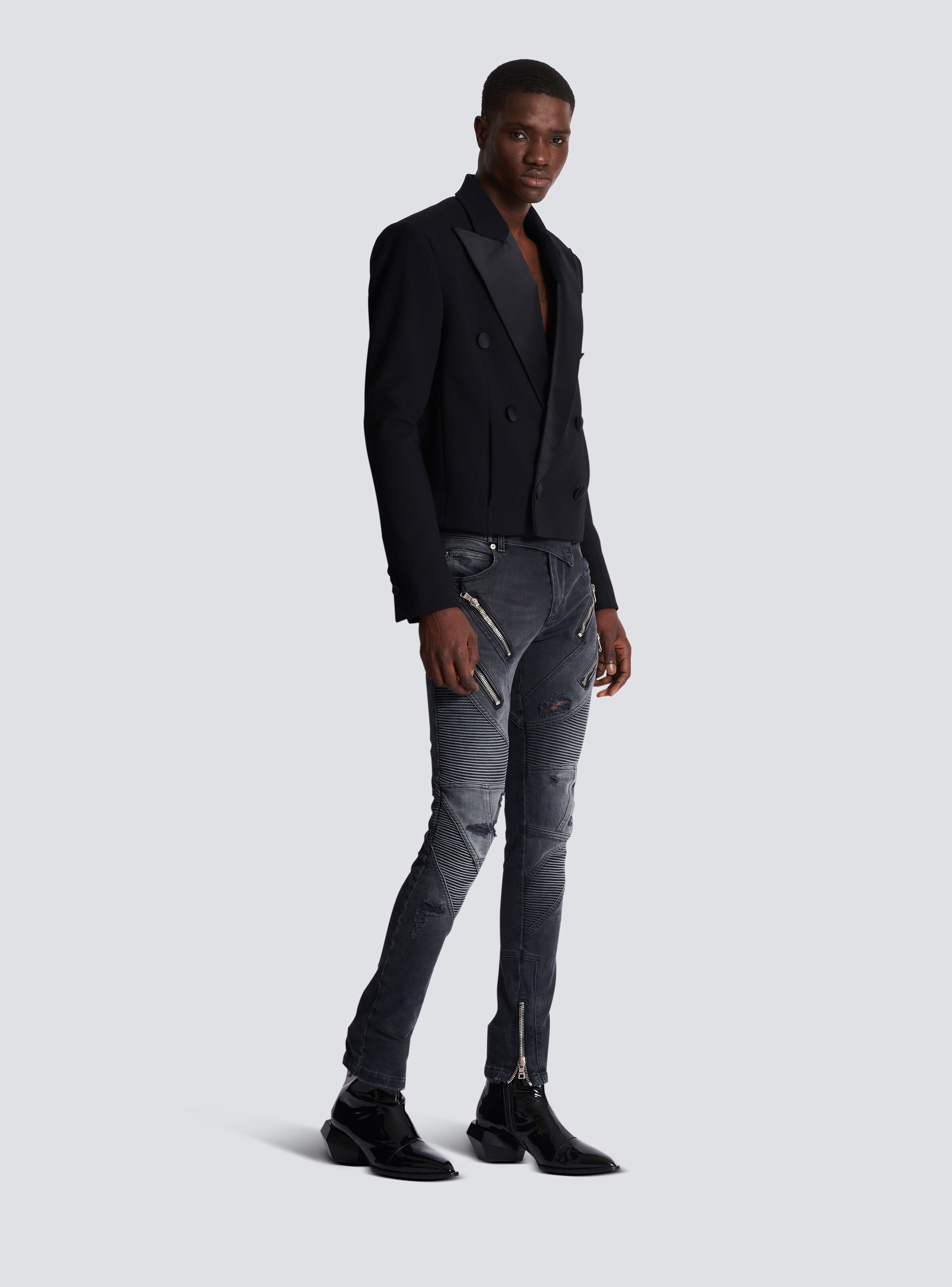 Cropped double crepe jacket - 3