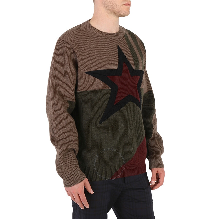 Burberry Men's Khaki Star Intarsia Wool Sweater - 3
