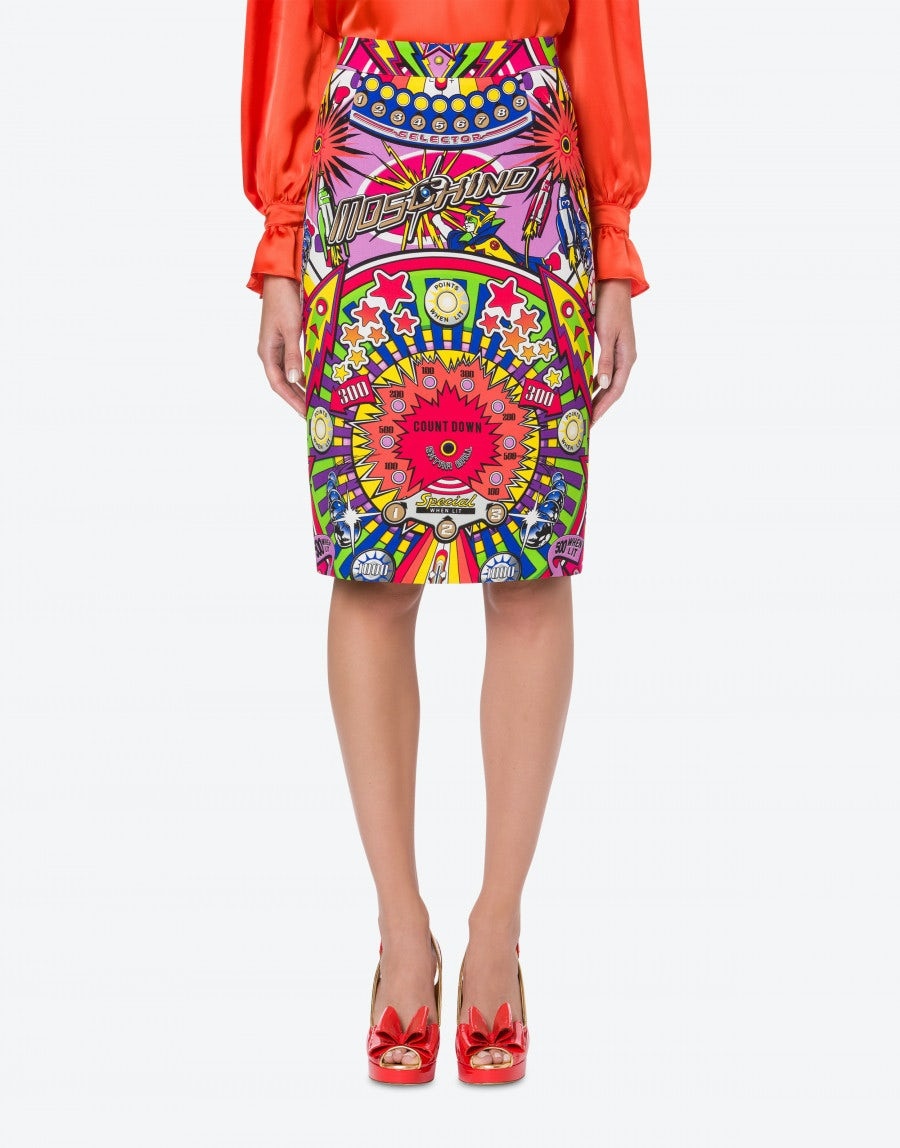 PINBALL PRINT STRETCH CADY SKIRT - 2