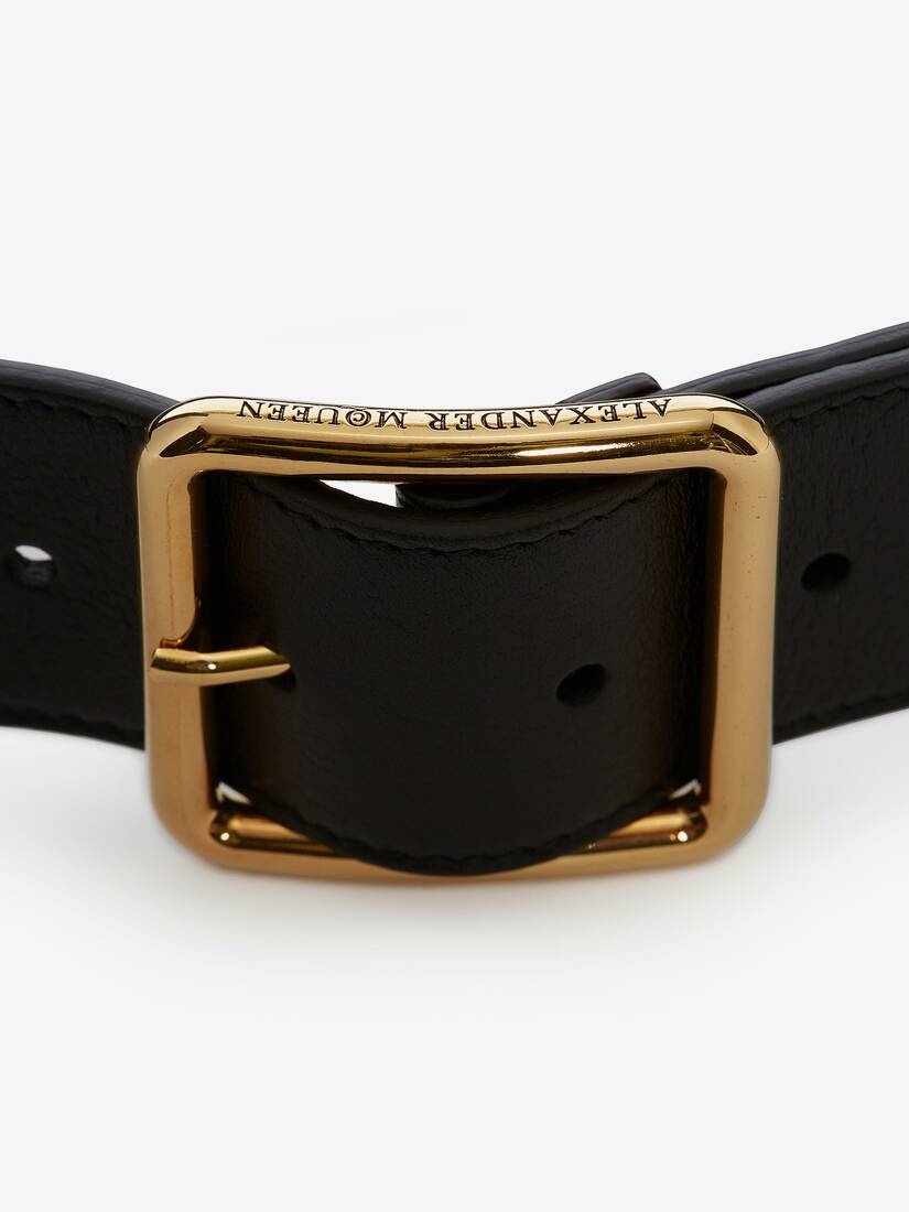 Leather Belt in Black - 3