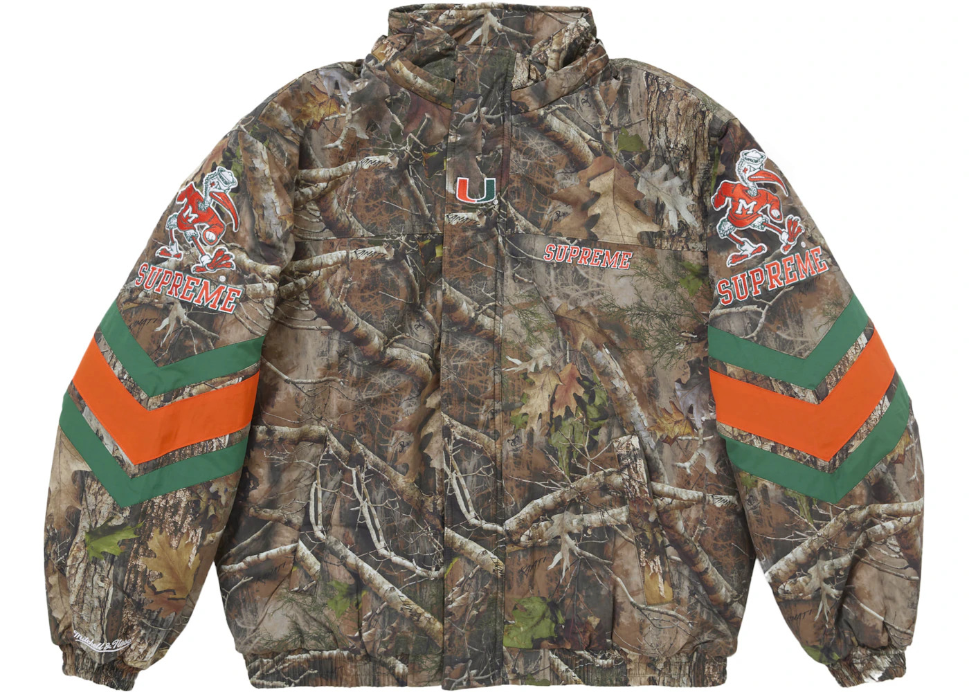 Supreme Mitchell & Ness NCAA Hooded Stadium Jacket Woodland Camo - 4