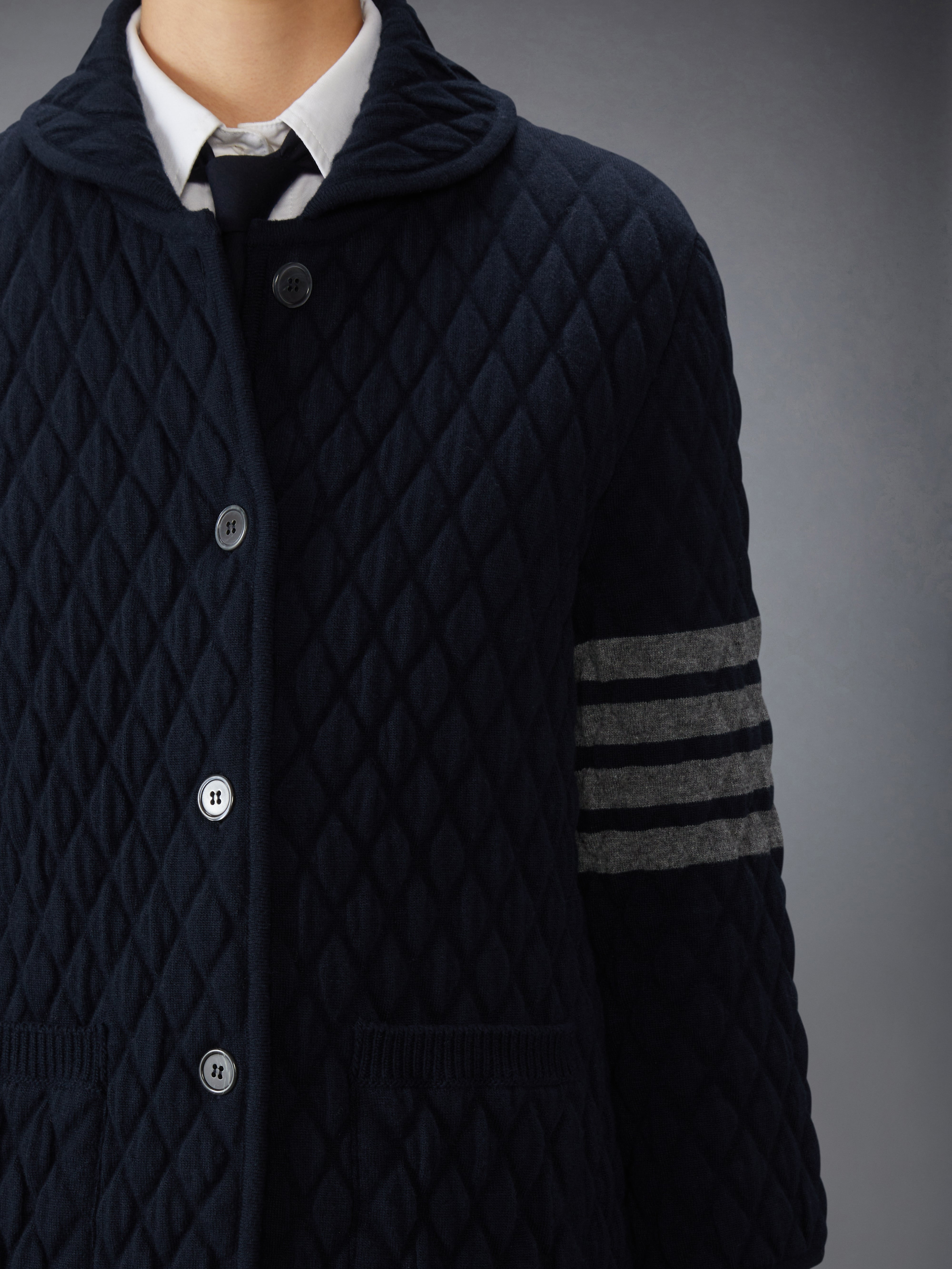 QUILTED KNIT JACQUARD MERINO WOOL 4-BAR WORK JACKET - 6