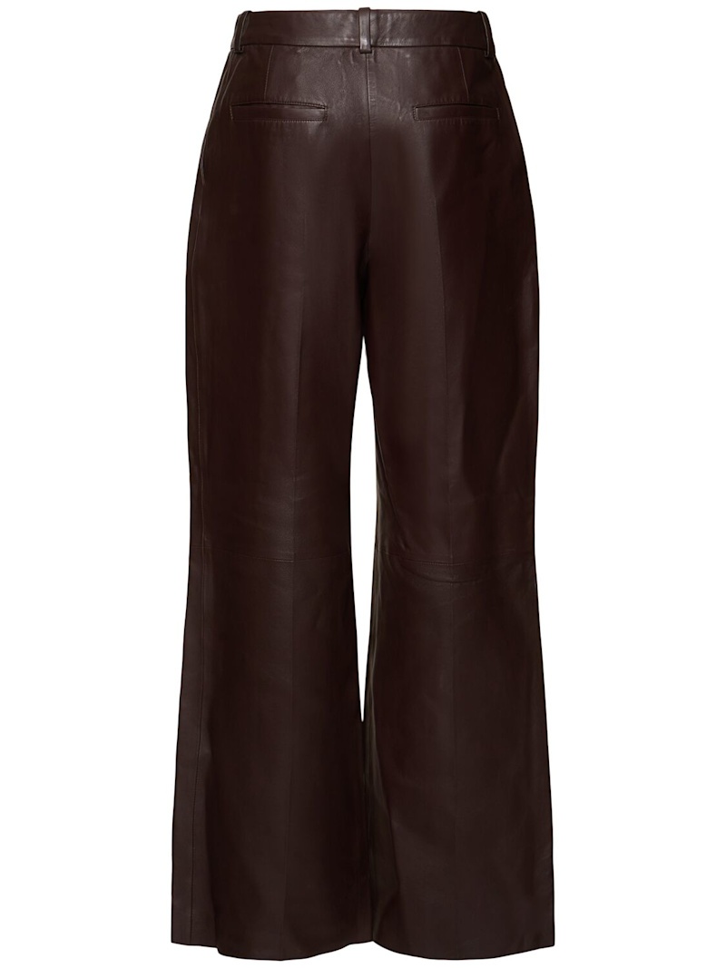 Illustration leather wide pants - 5