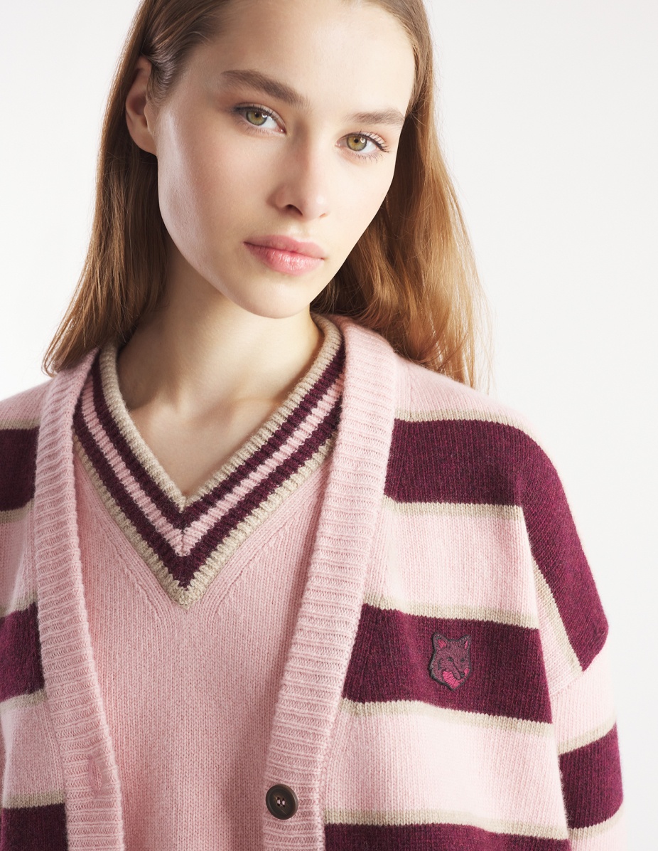 BOLD FOX HEAD PATCH STRIPED CARDIGAN - 4