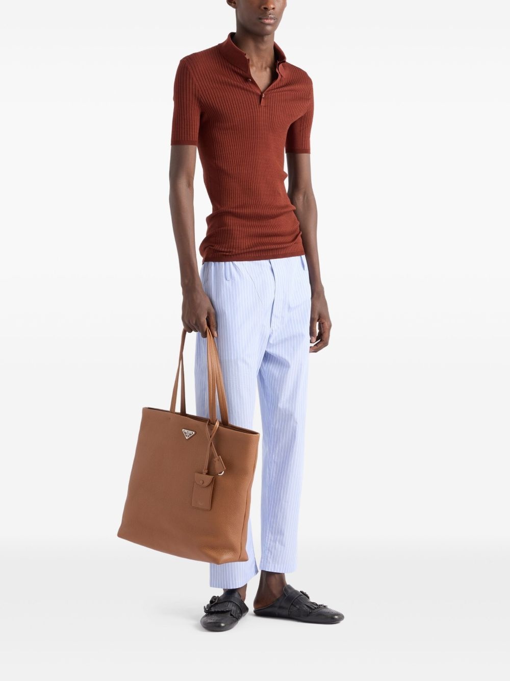 ribbed cotton polo shirt - 2
