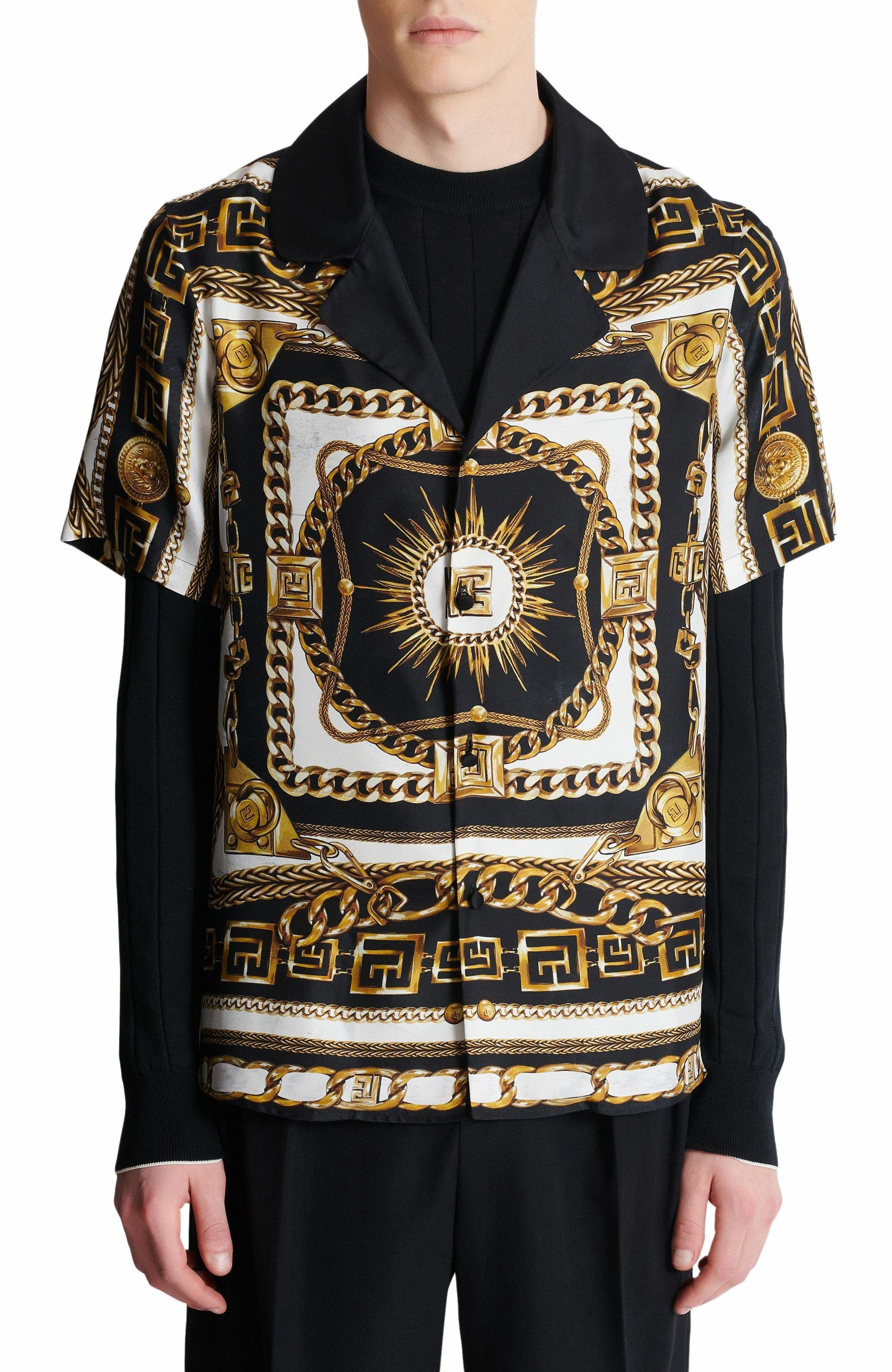 Balmain Printed pyjama shirt with Foulard Chaînes pattern in Multicolor at Nordstrom - 7
