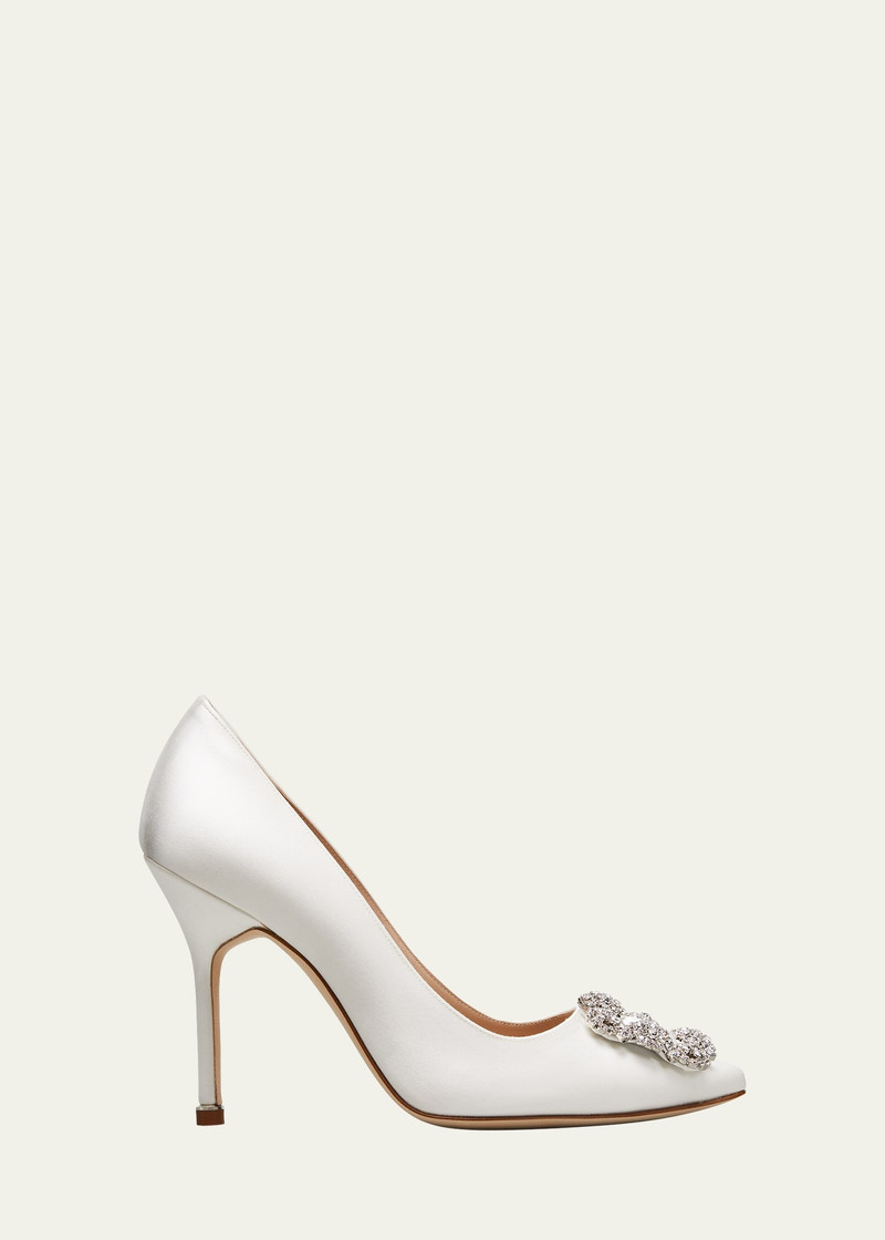 Hangsi Satin Crystal-Buckle Pumps - 1