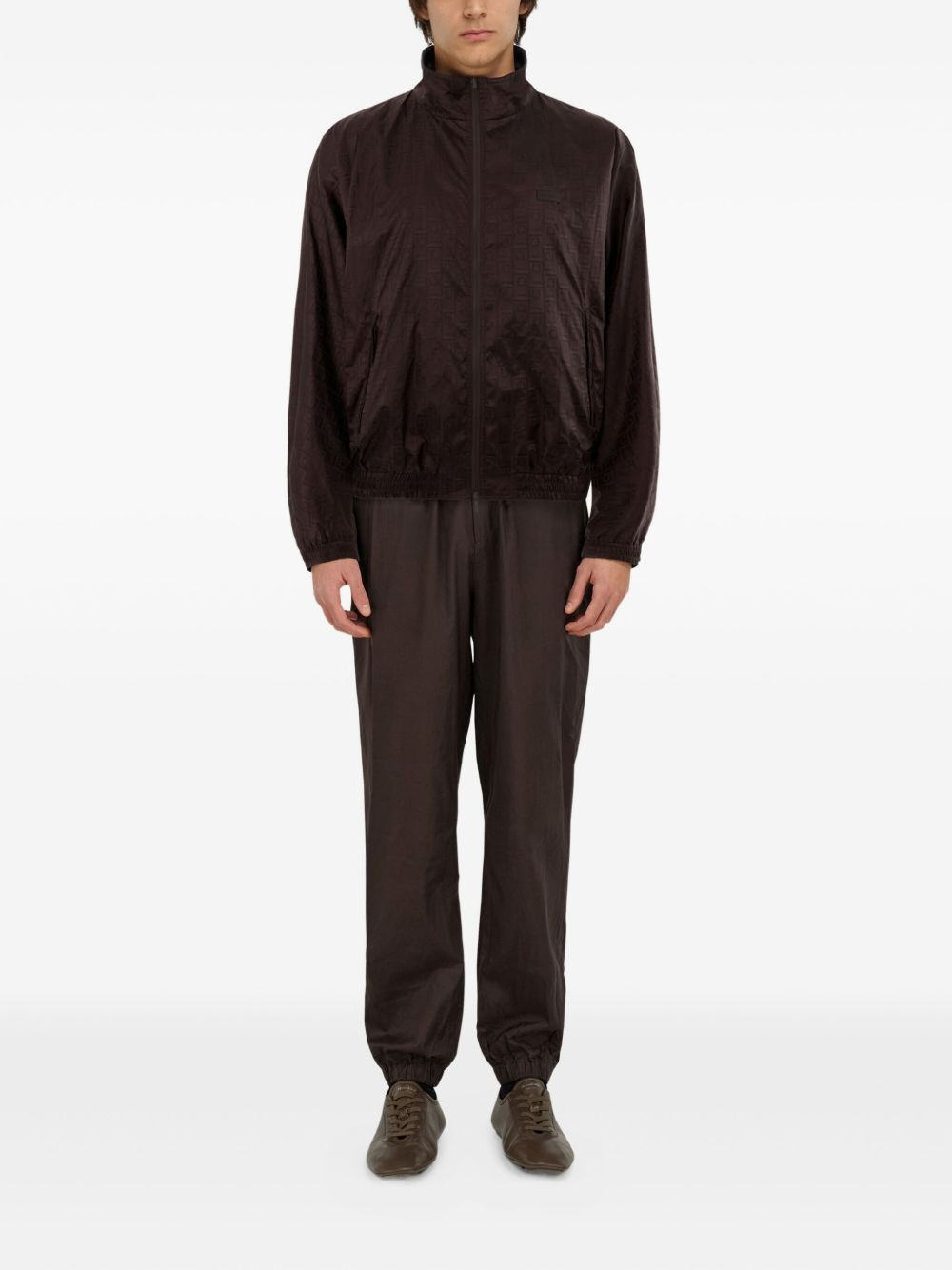 logo-pattern elastic-cuff jacket - 2