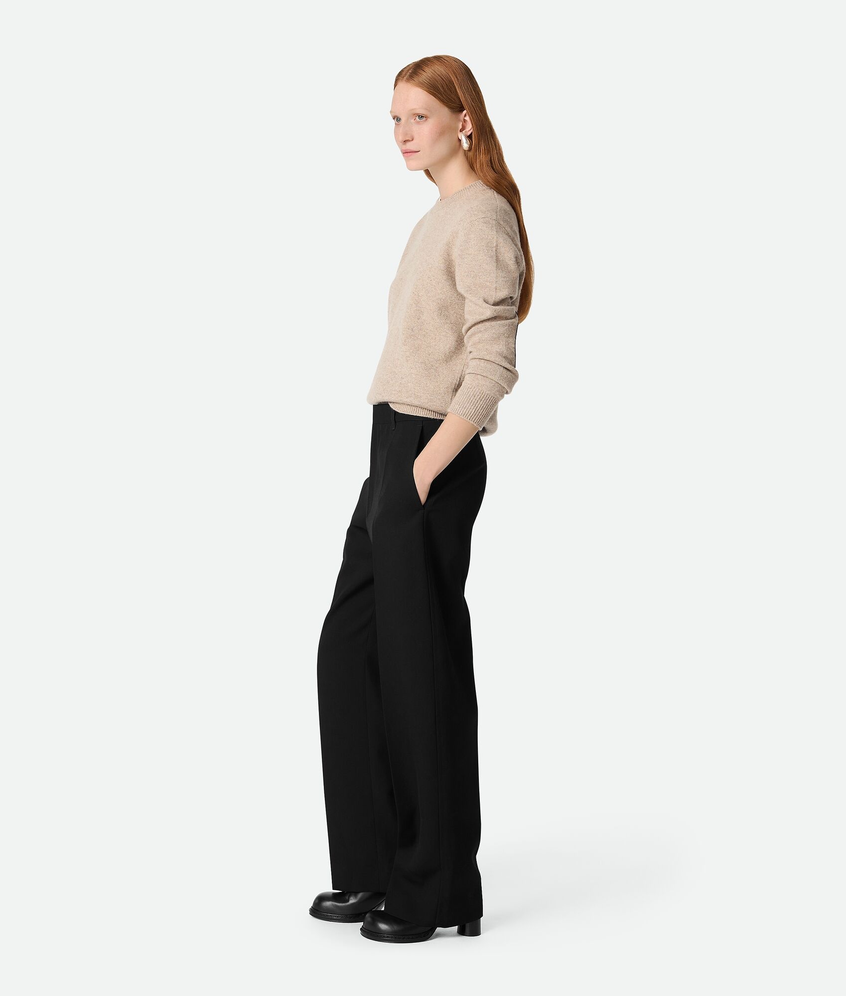 Wool Twill Wide Leg Trousers - 2