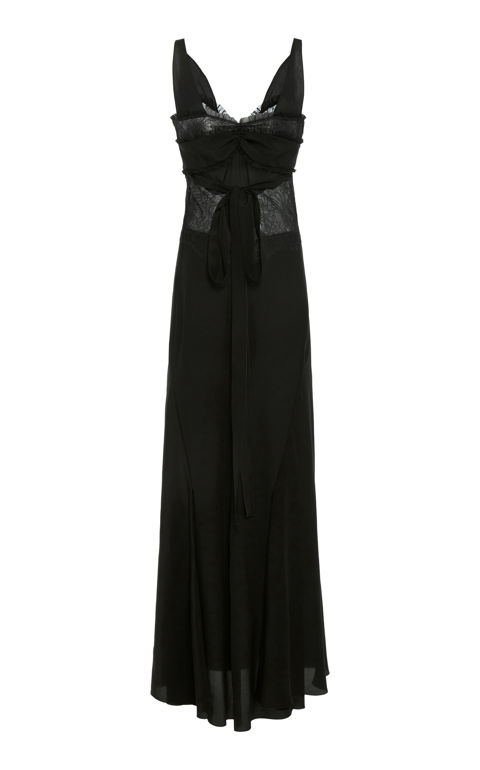 Lace-Detailed Silk Maxi Dress black - 2