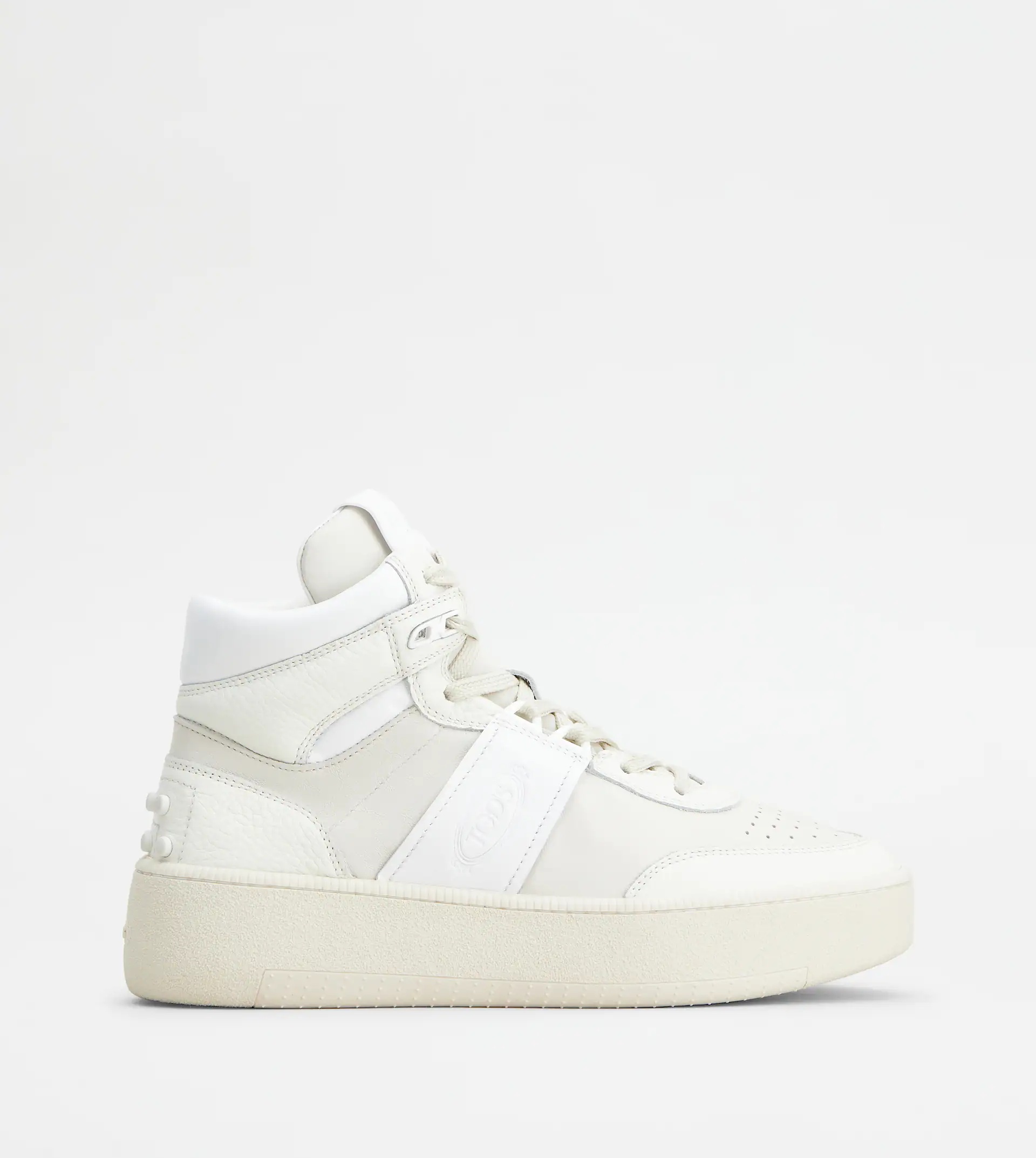 HIGH-TOP PLATFORM SNEAKERS IN LEATHER - OFF WHITE - 1